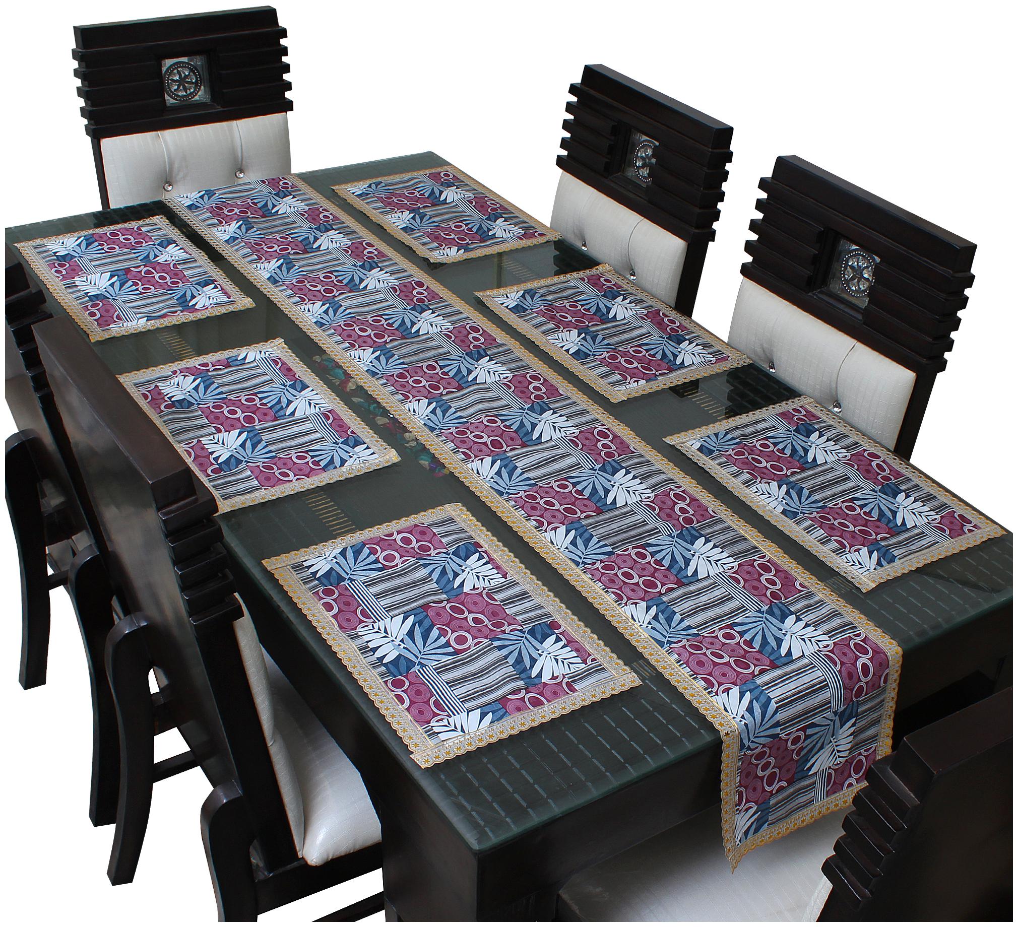 

Dream Care Waterproof Table Runner With Mats (6 pcs Placemats 1 Table Runner)