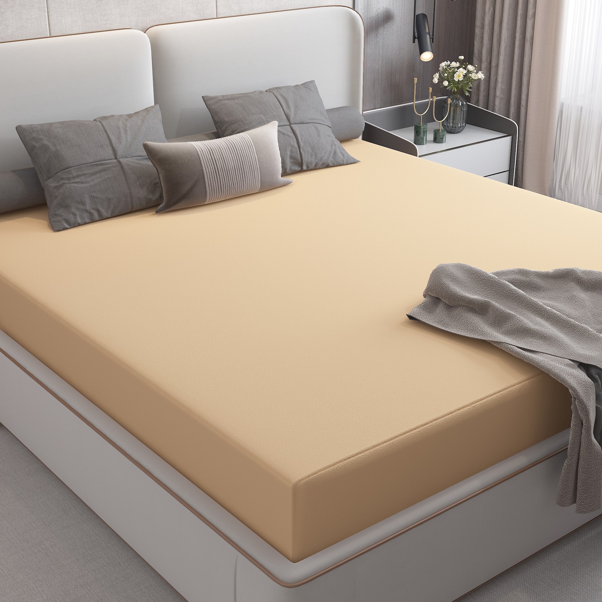 

Dream Care Waterproof Terry Cotton Mattress Protector King Size Bed 78x72 Beige