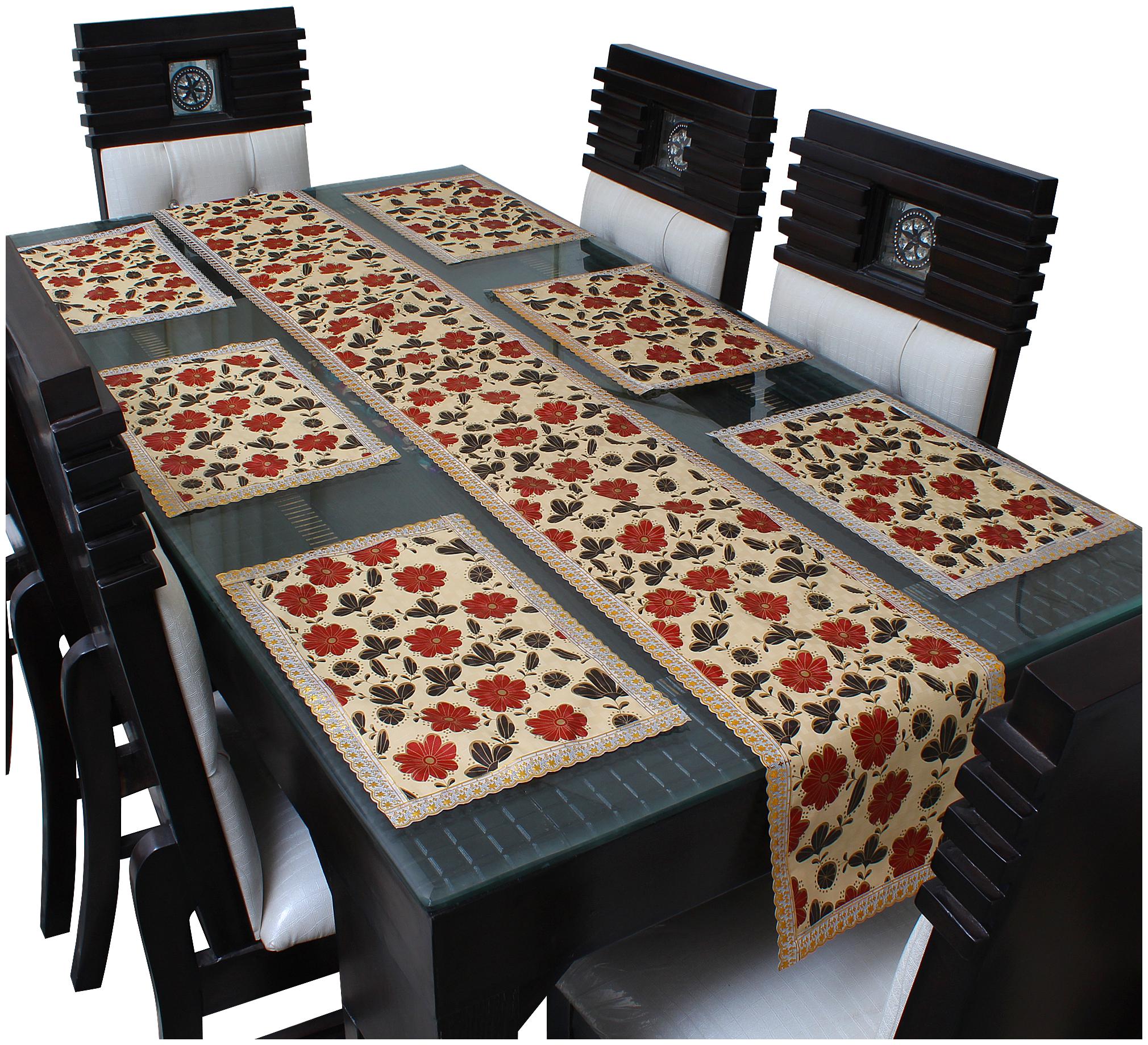 

Dream Care Waterproof Table Runner With Mats (6 pcs Placemats 1 Table Runner)