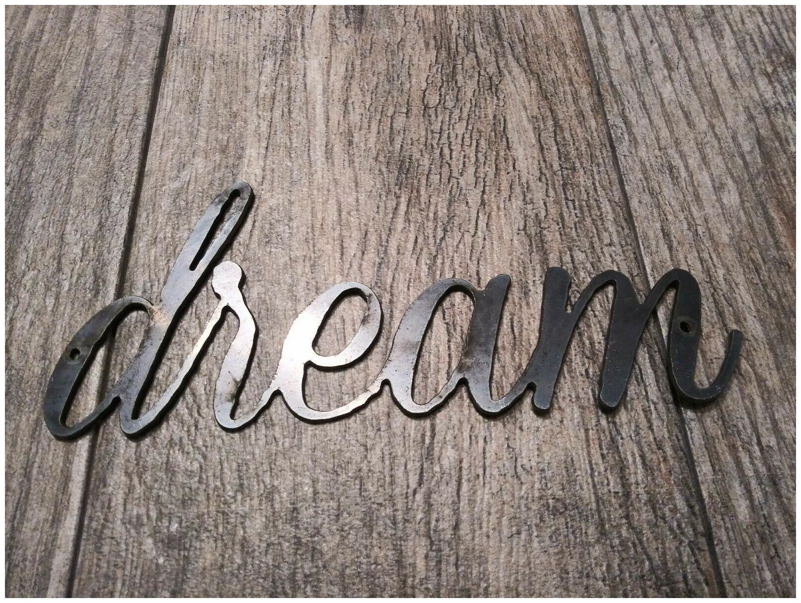 

DREAM Metal Wall Art Word Quote Metal Sign Decor Steel rustic home decor NEW