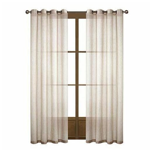 

Dreaming Casa Sheer French Door Curtains Linen Textured 2 Panels Rod Pocket 7
