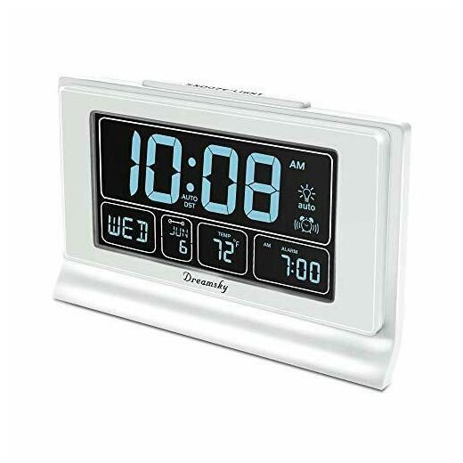 

DreamSky Auto Set Digital Alarm Clock with USB Charging Port 6 6 Inches White