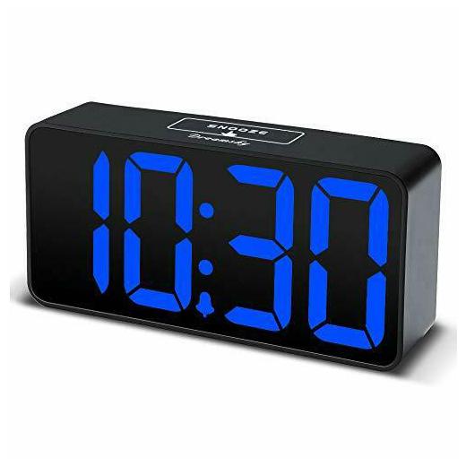 

DreamSky Compact Digital Alarm Clock with USB Port for Charging Blue digit