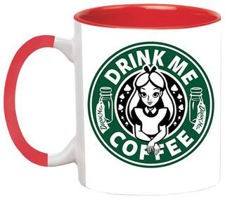 Drink Me Coffee Ceramic Coffee Black Mug by Ashvah-Mug-1867-Red