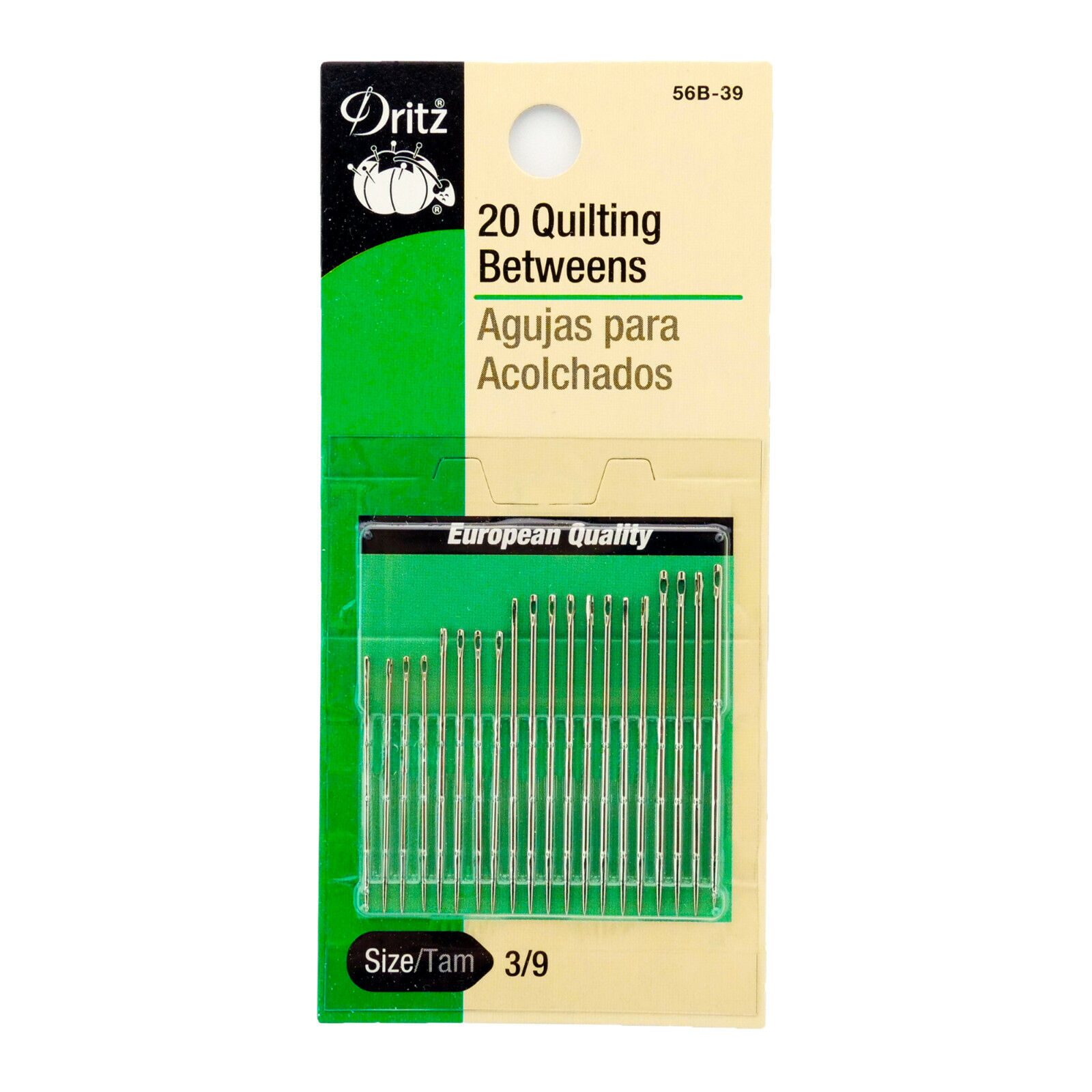 

Dritz 20 Quilting Betweens Hand Sewing Needles Size 3 9 56B-39