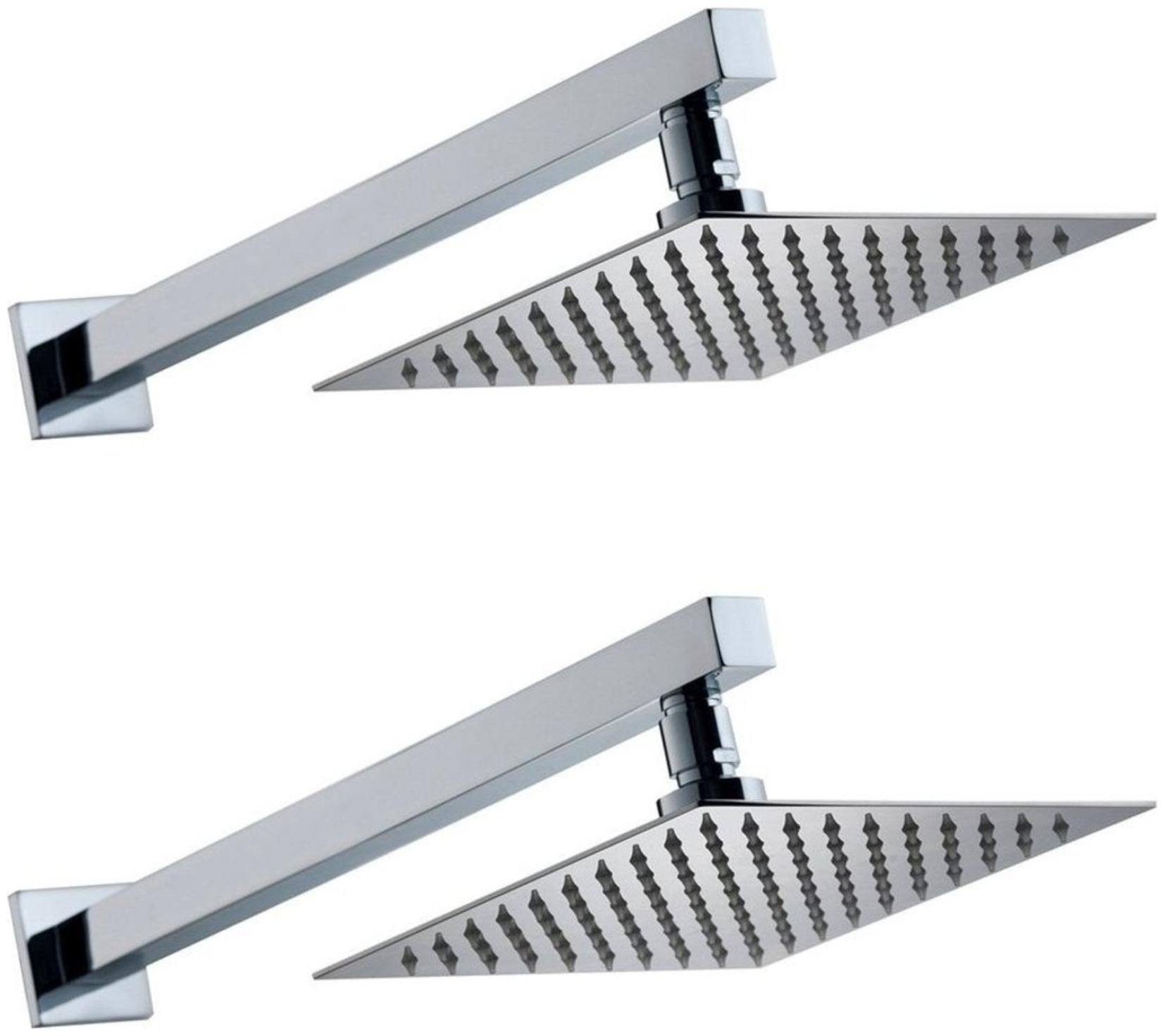 

Drizzle Ultra Slim Overhead Shower 6x6 Inch With 15 Inch Long Arm - Set Of 2