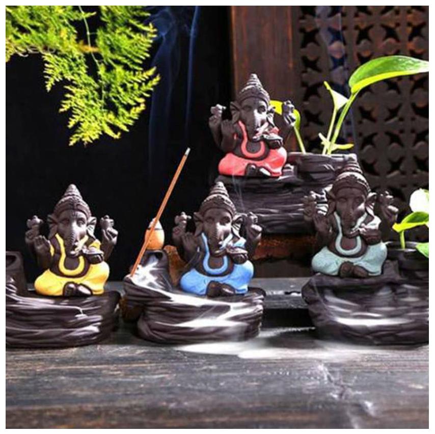 

Dropping Fountain Design Ganesh Smoke Backflow Cone Incense Holder Decorative Showpiece with free Smoke Backflow Scented Cone Incenses