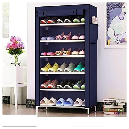

DU STORE Foldable Portable Storage Shoe Rack Stand In 6 Shelves (Blue)