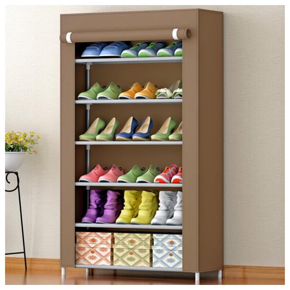 

DU STORE Foldable Portable Storage Shoe Rack Stand In 6 Shelves (Brown)