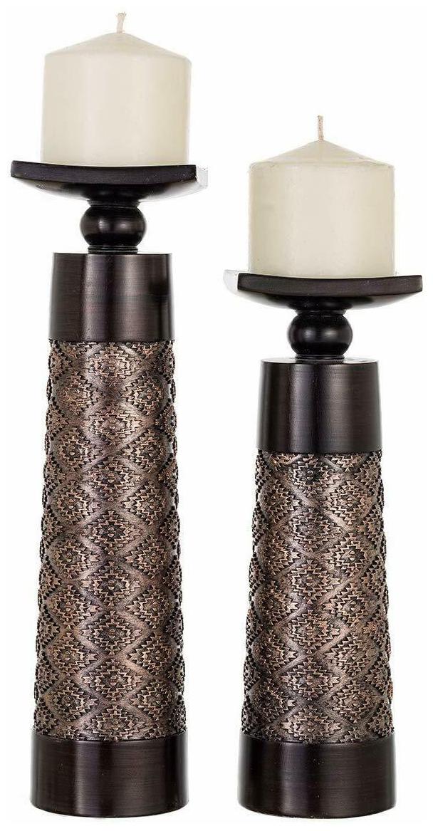 

Dublin Decorative Candle Holder Set Of 2 - Home Decor Pillar Candle Stand Coffe