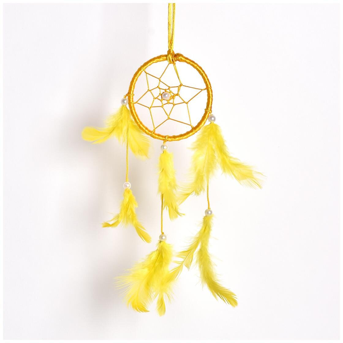 

DULI Dream Catcher Handmade Decorative Accessories Small Brigs Positive Energy (Yellow Small)
