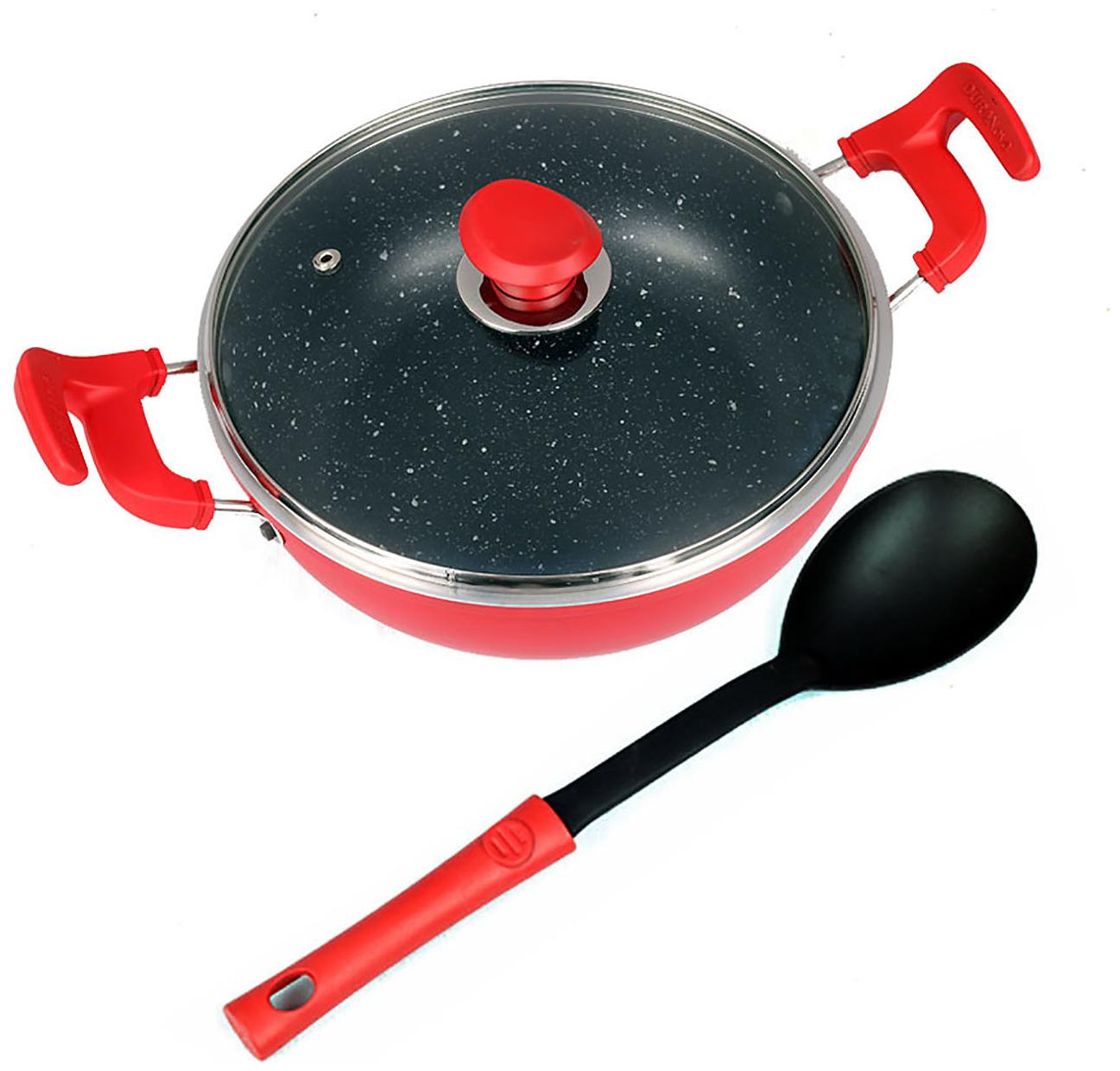 

Dura Nova Thick Edge Galaxy Deep Kadai With Glass Lid And Unique Handle