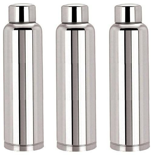 

Dynore Stainless Steel Silver Water Bottle ( 1000 ml Set of 3 )