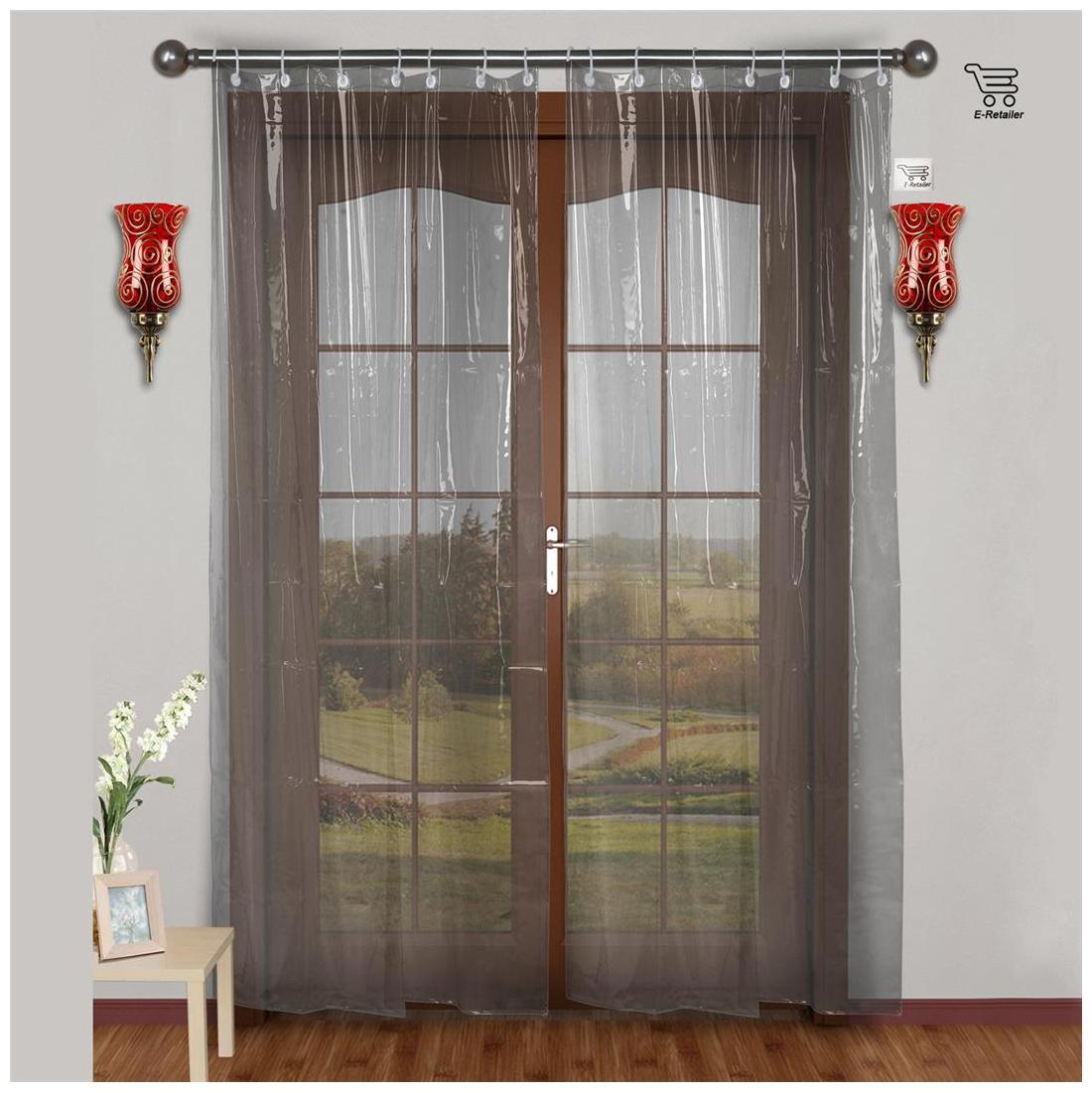 

E-Retailer 0 30mm PVC AC Transparent Curtain (Width-54inch X Height-60inch)