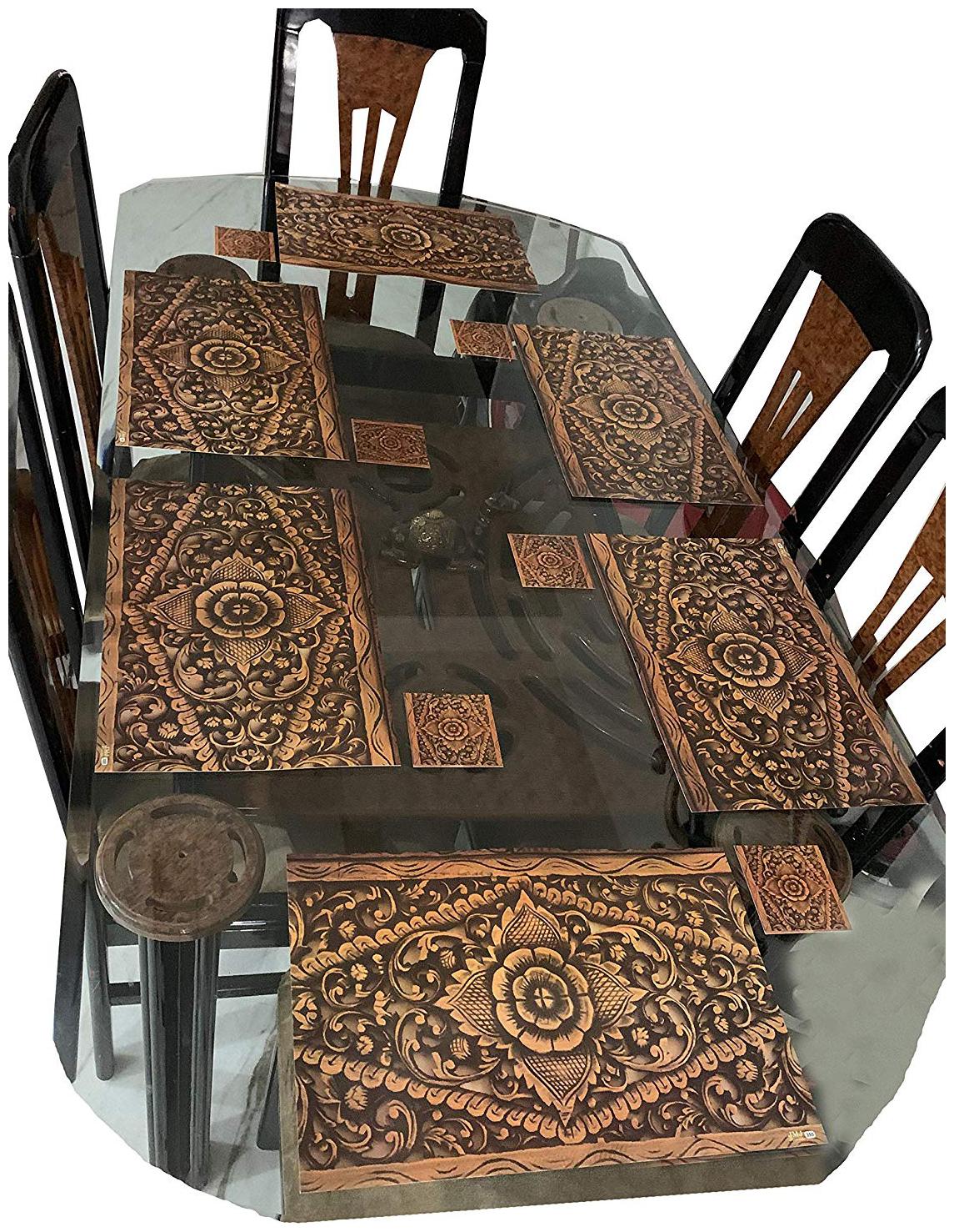 

E-Retailer 12 pcs Table Placemat Set Wooden Design (6 Placemats 6 Coasters)