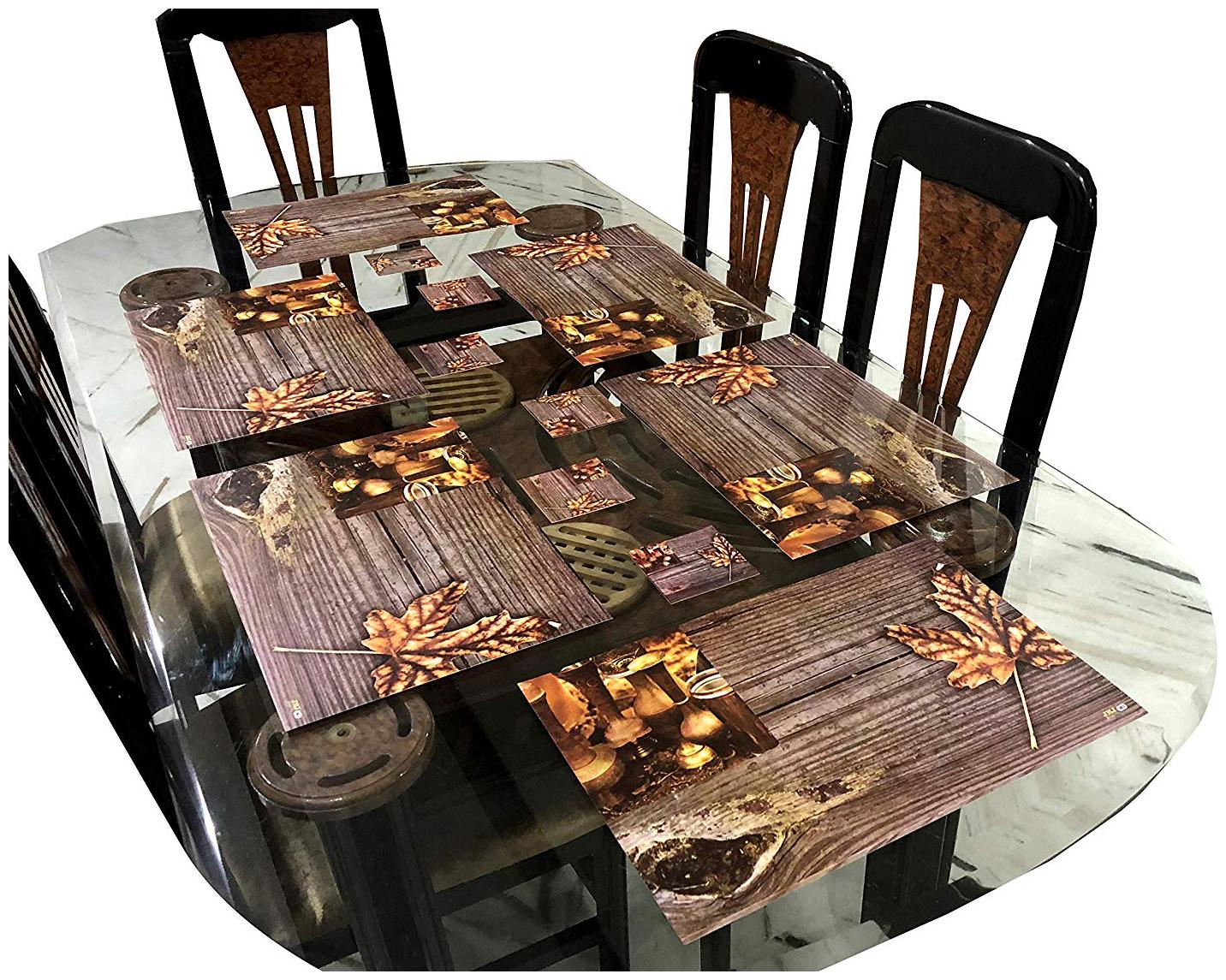 

E-Retailer 12 pcs Table Placemat Set Wooden Design (6 Placemats 6 Coasters)