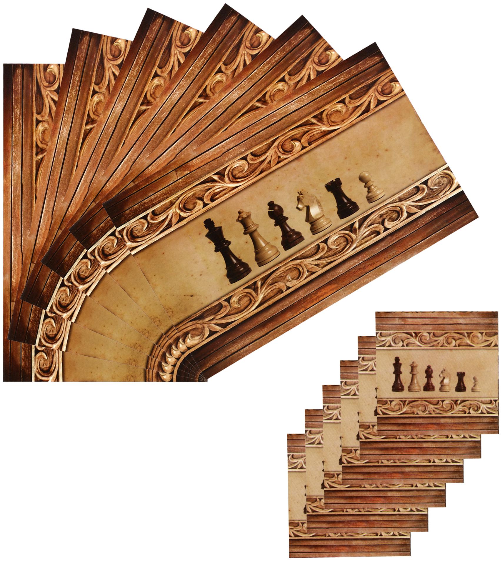 

E-Retailer 12 pcs Table Placemat Set Wooden Design (6 Placemats 6 Coasters)