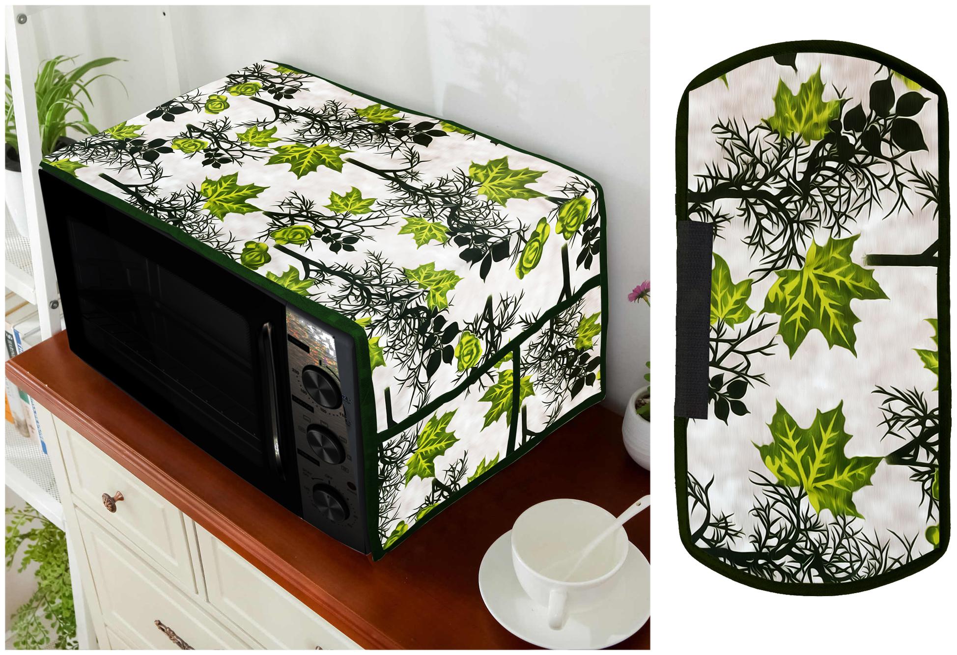 

E-Retailer Combo Polyester 3-Layered Oven Top Cover And 1 pc of Handle Cover (Green Set of 2)