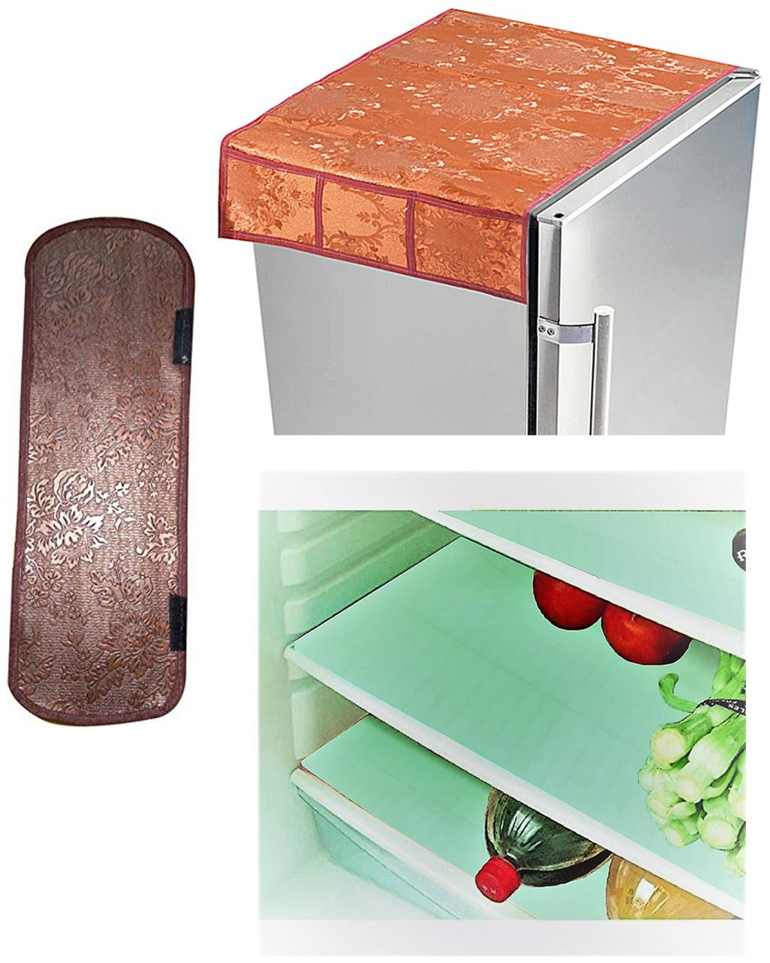 

E-Retailer Combo of Refridgerator Cover(1 Pc) Fridge Handle Cover(1 Pc) Fridge Mat(3 Pcs)(Color-Multi Size- Universal)
