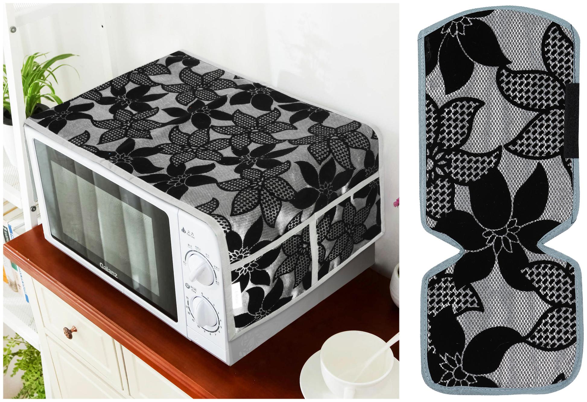 

E-Retailer Combo Polyester 3-Layered Oven Top Cover And 1 pc of Handle Cover (Black Set of 2)