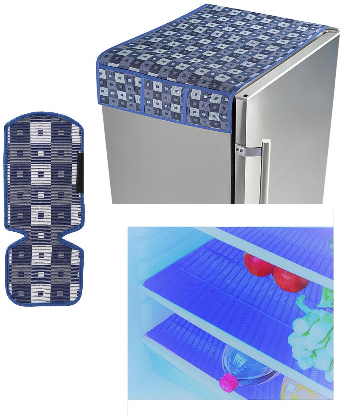

E-Retailer Combo of Refridgerator Cover(1 Pc) Fridge Handle Cover(1 Pc) Fridge Mat(3 Pcs)(Color-Multi Size- Universal)