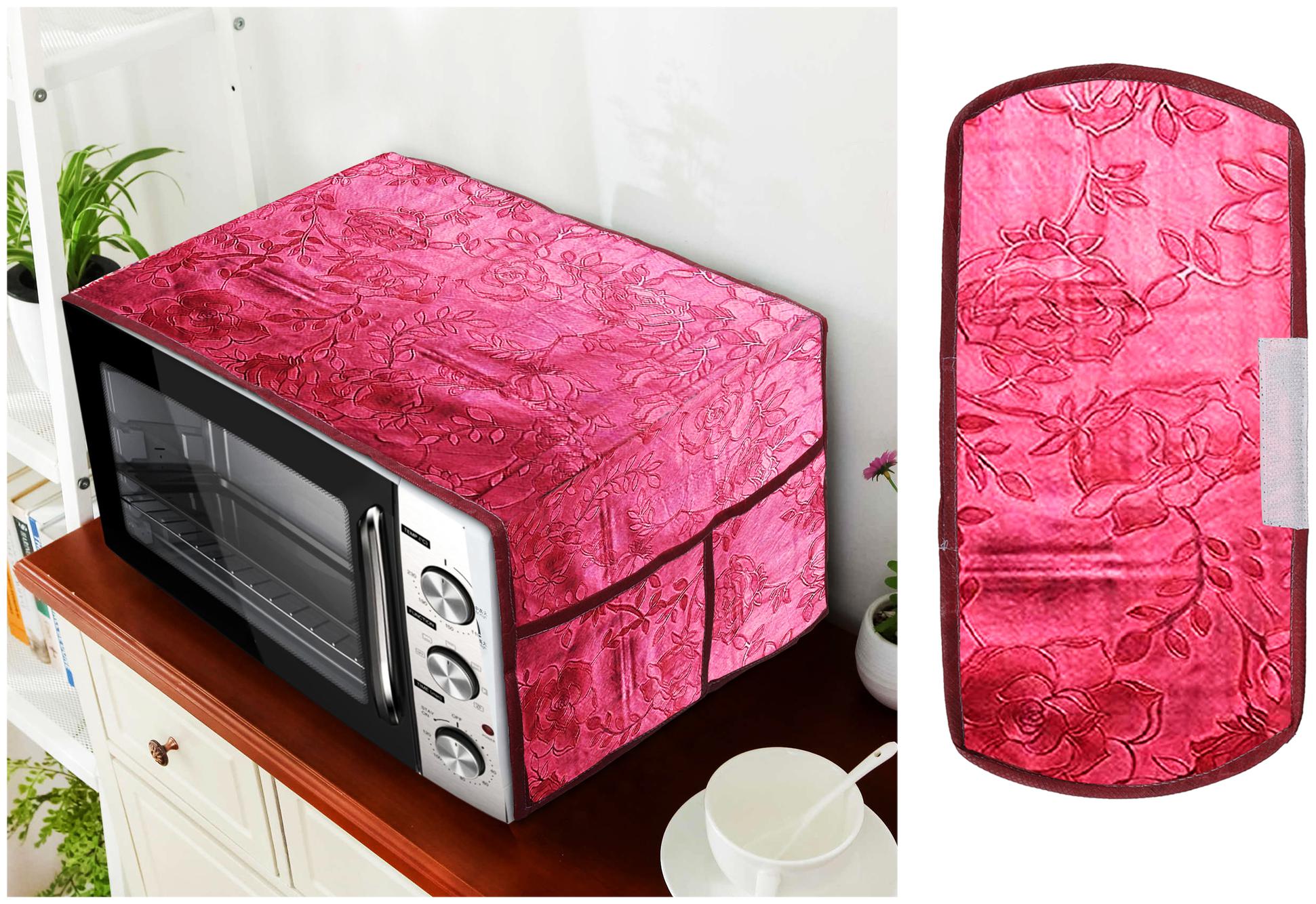 

E-Retailer Combo of Microwave-Oven Top Cover And 1 Piece of Multipurpose Handle Cover Size-36x14 Inches (Pink Set of 2)