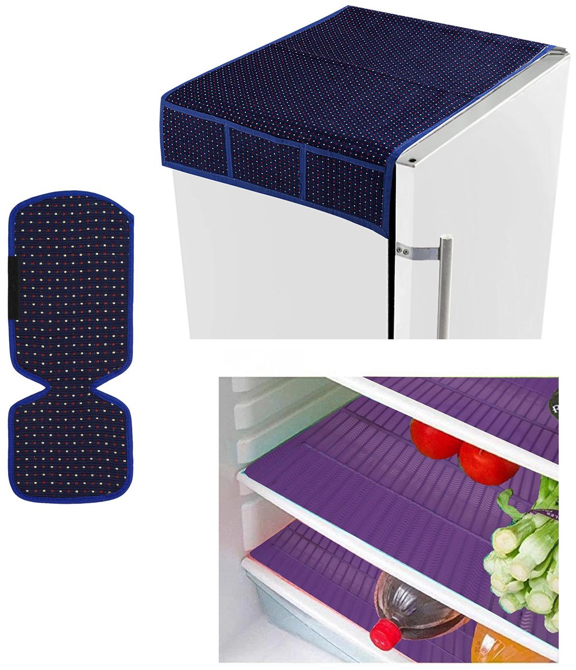 

E-Retailer Combo of Refridgerator Cover(1 Pc) Fridge Handle Cover(1 Pc) Fridge Mat(3 Pcs)(Color-Multi Size- Universal)