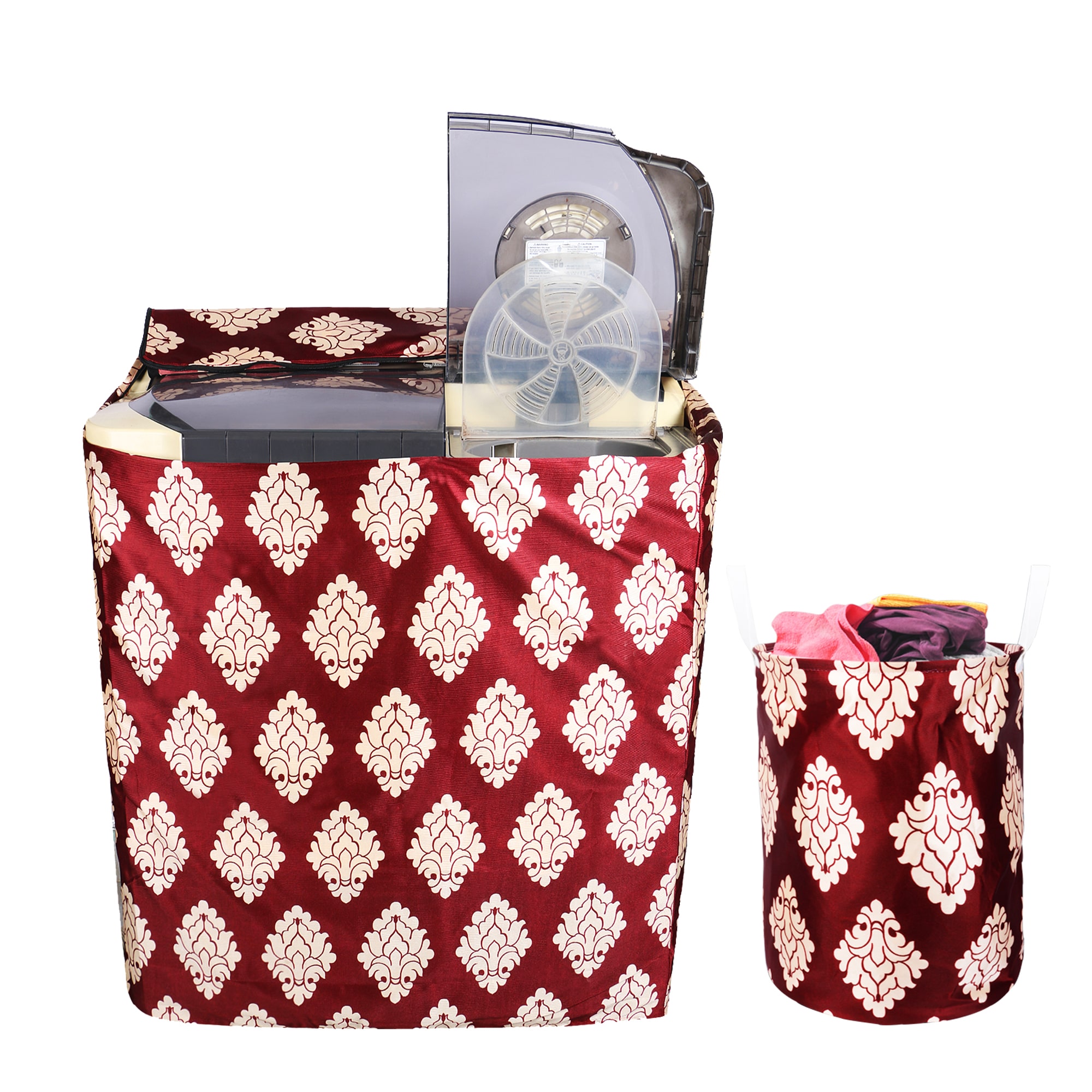 

E-Retailer Combo of Polyester Semi-Automatic Washing Machine Cover And 1 Laundry Bag (Maroon Set of 2)