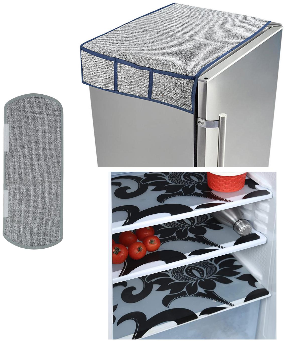 

E-Retailer Combo of Refridgerator Cover(1 Pc) Fridge Handle Cover(1 Pc) Fridge Mat(3 Pcs)(Color-Multi Size- Universal)