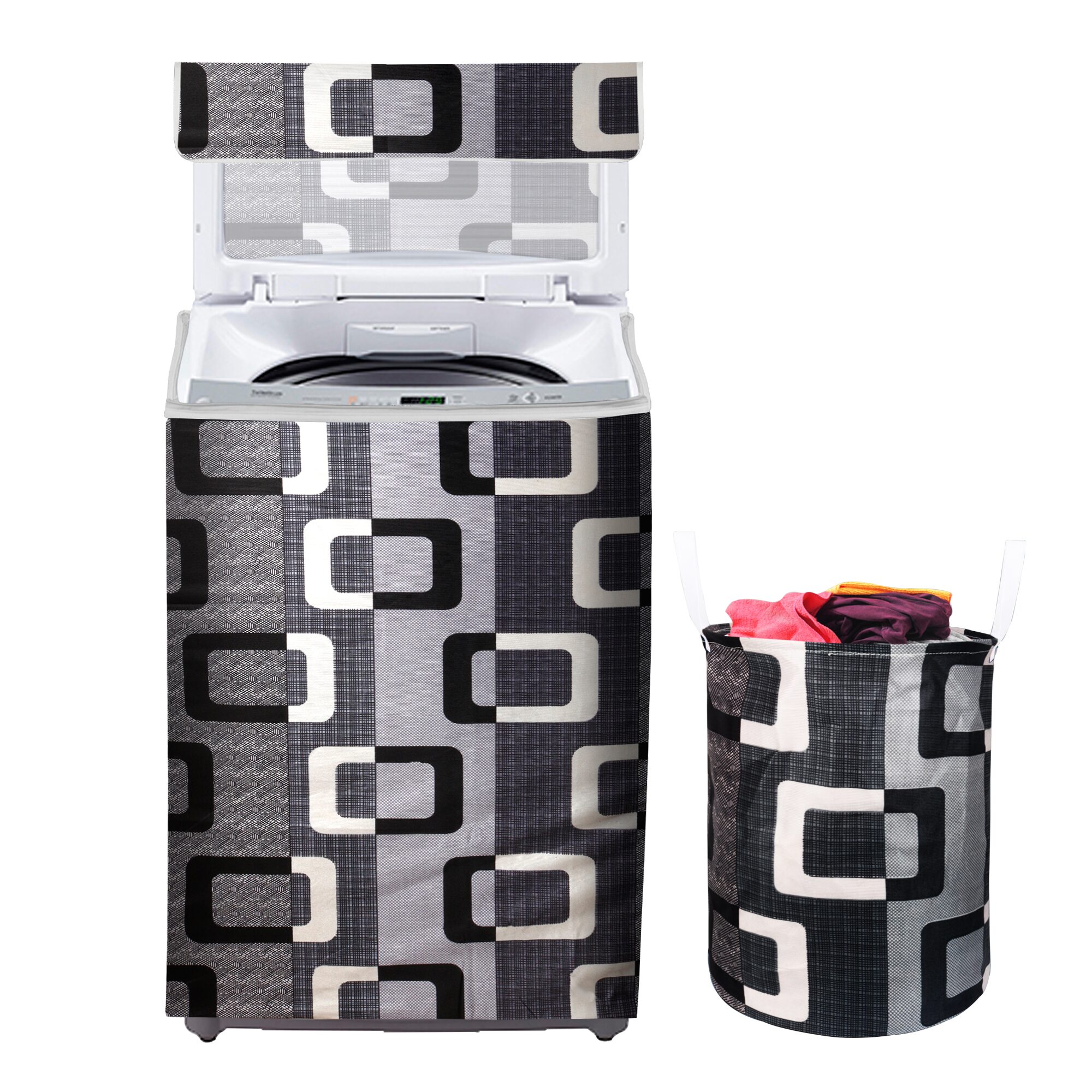 

E-Retailer Combo of Polyester Top Load Washing Machine Cover And 1 Laundry Bag (Black Set of 2)