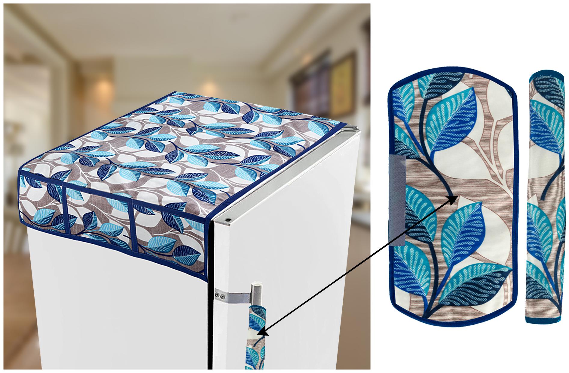 

E-Retailer Combo Set of Polyester 3-Layered 1 Piece Fridge Top Coverand 2 Piece Fridge Handle Cover (Color-Blue Set of 3 Pc)