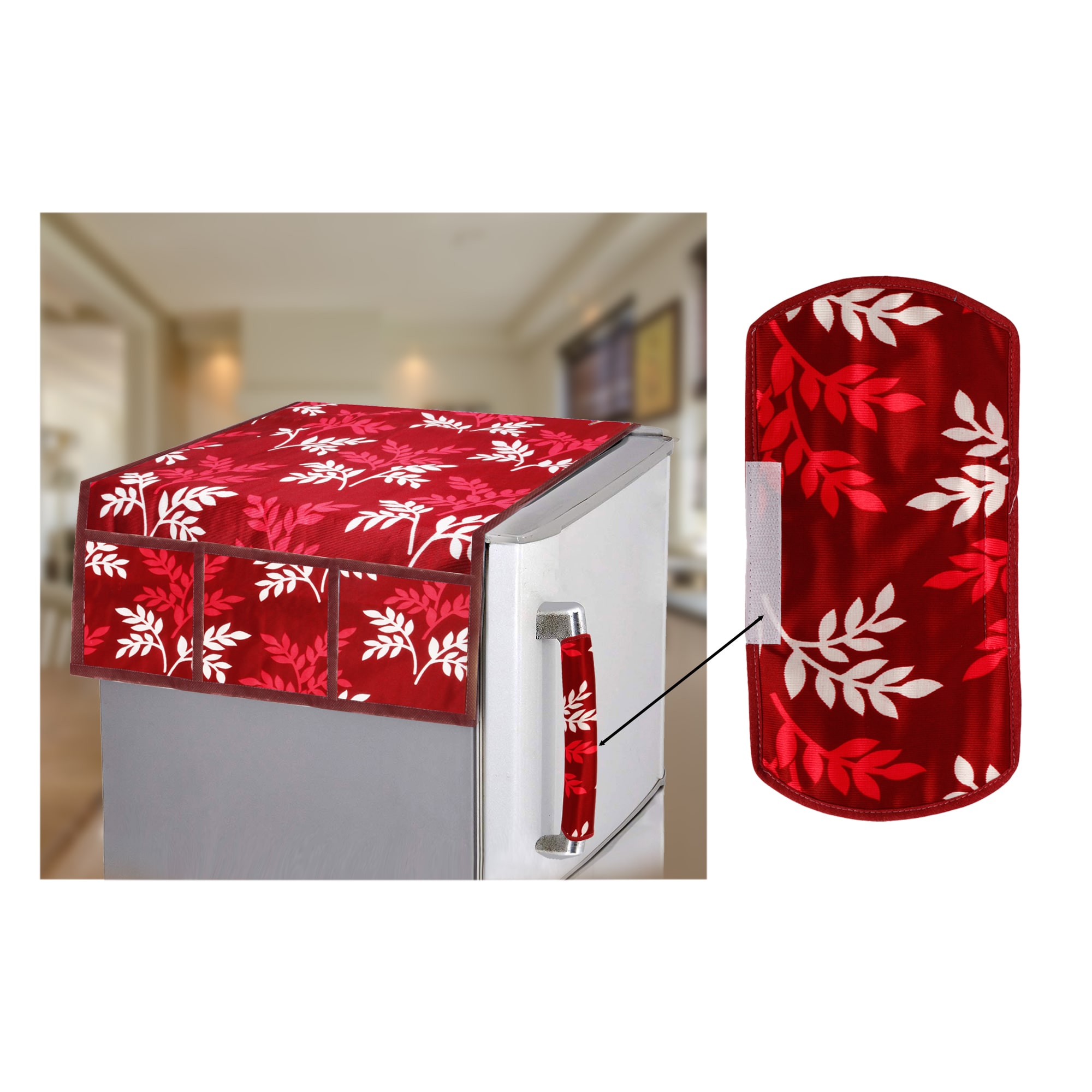 

E-Retailer Combo Set of Polyester 3-Layered Fridge Top Cover and 1 Pc Fridge Handle Cover