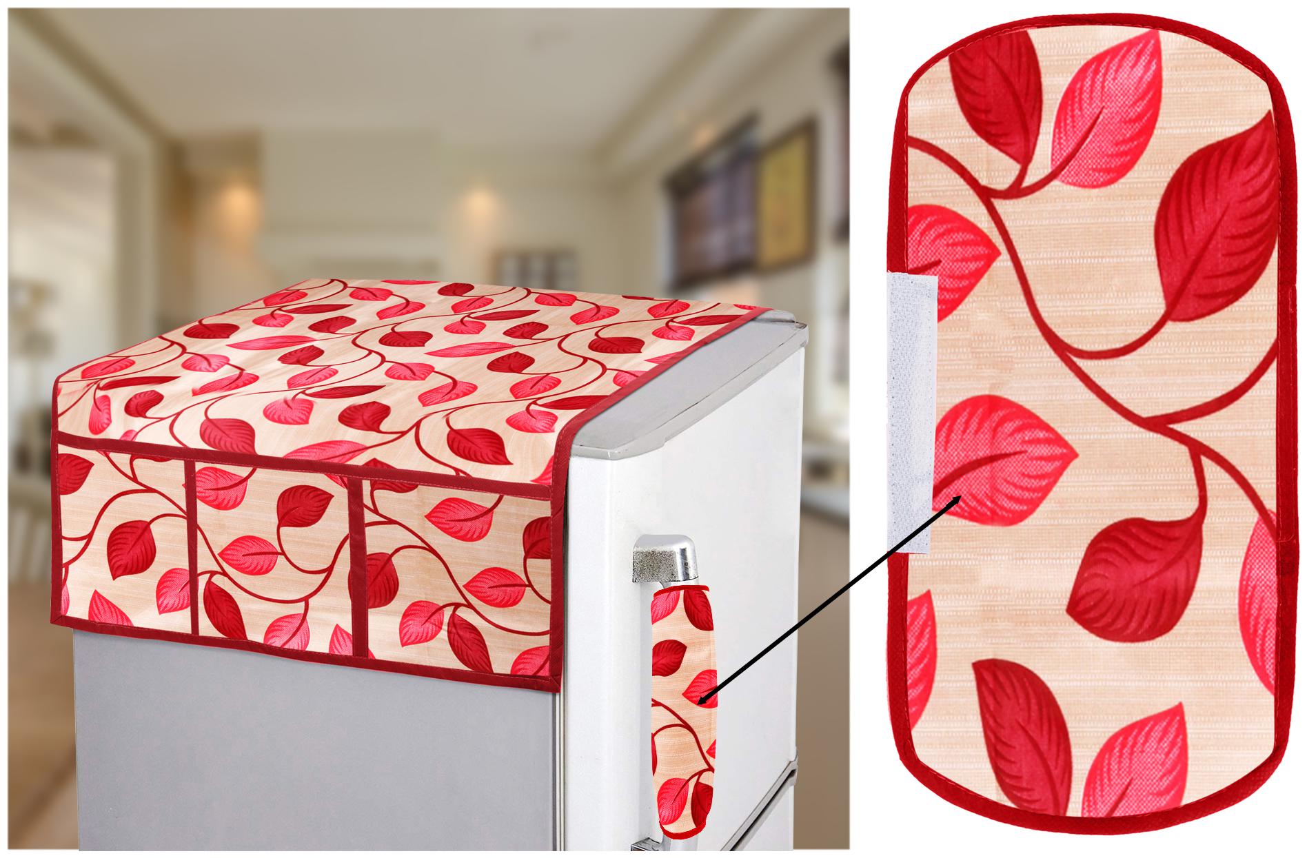 

E-Retailer Combo Set of Polyester 3-Layered 1 Piece Fridge Top Coverand 1 Piece Fridge Handle Cover (Color-Red Set of 2 Pc)