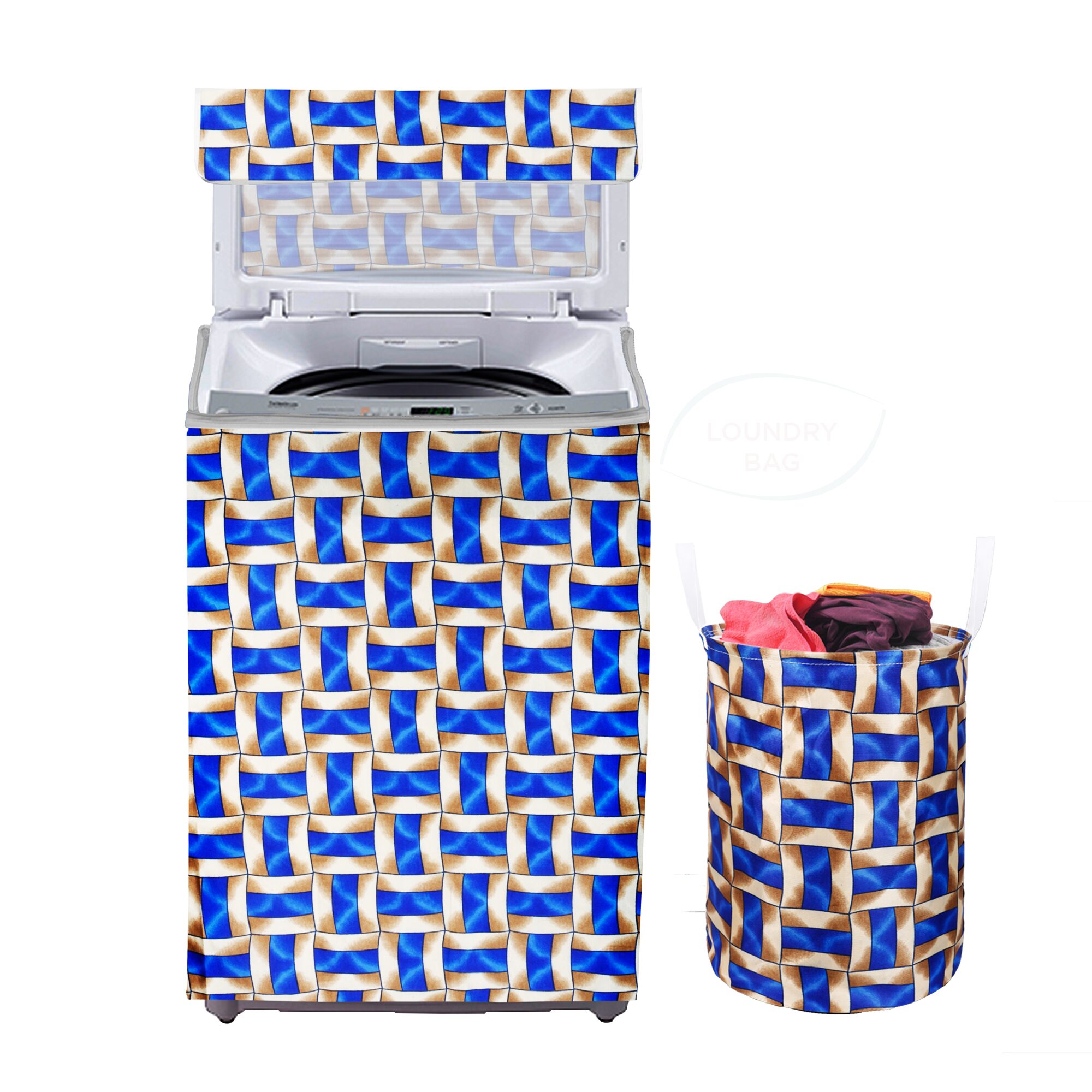 

E-Retailer Combo of Polyester Top Load Washing Machine Cover And 1 Laundry Bag (Blue Set of 2)