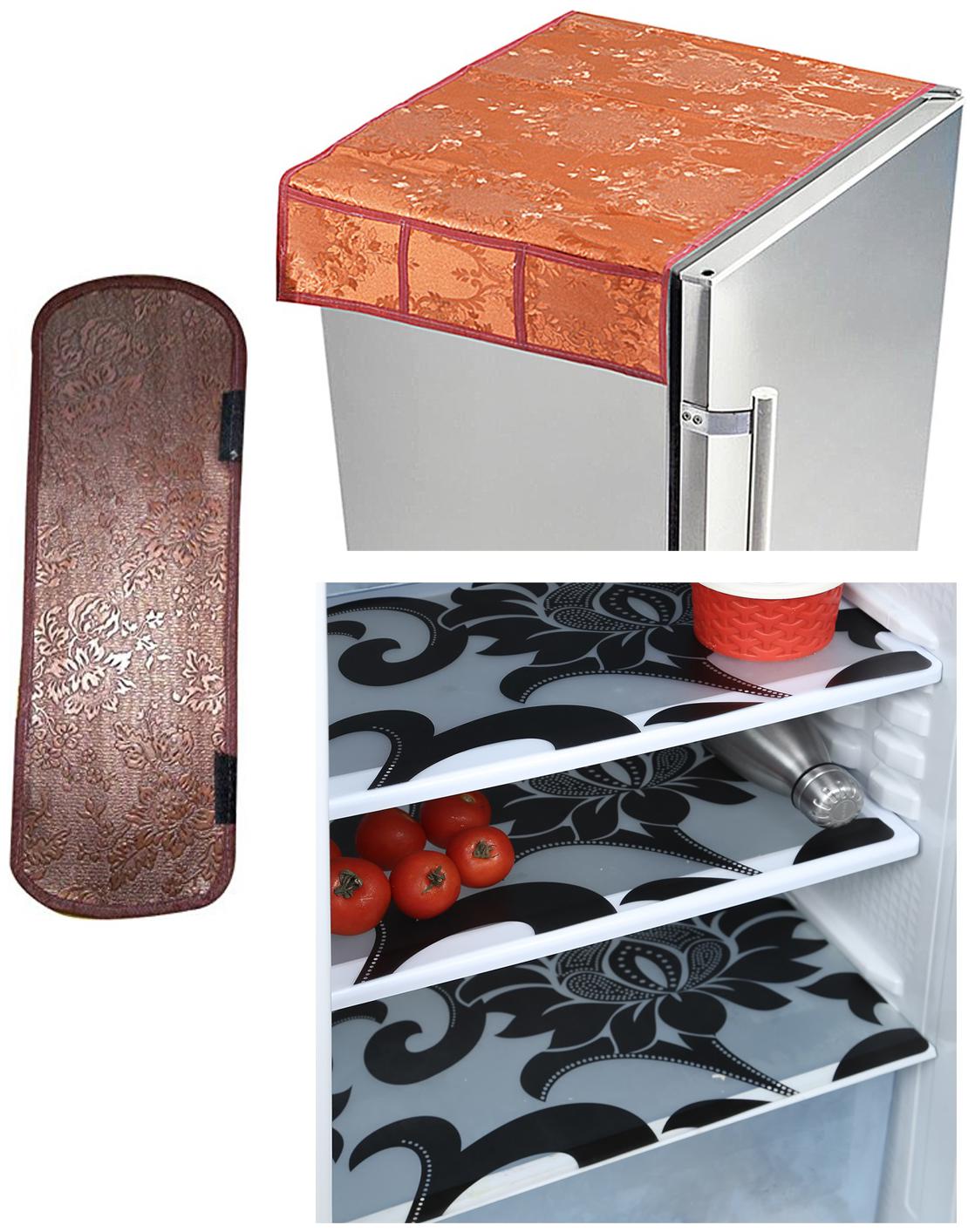 

E-Retailer Combo of Refridgerator Cover(1 Pc) Fridge Handle Cover(1 Pc) Fridge Mat(3 Pcs)(Color-Multi Size- Universal)