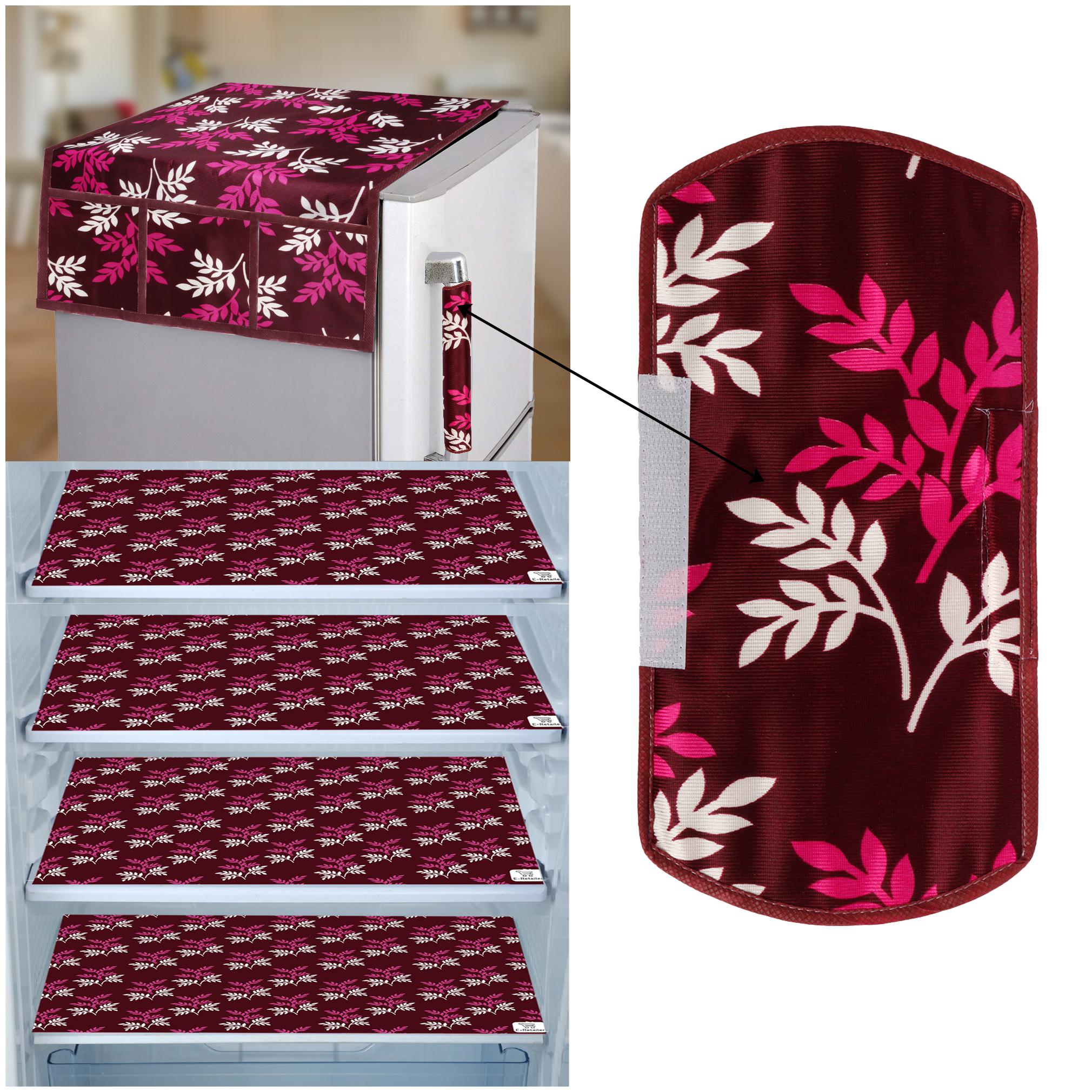 

E-Retailer Combo of Exclusive Decoratived 1 Pc Fridge Top Cover with 6 Utility Pockets 1 Pc Fridge Handle Cover And 4 Pc Fridge Mats (Purple Set of 6)