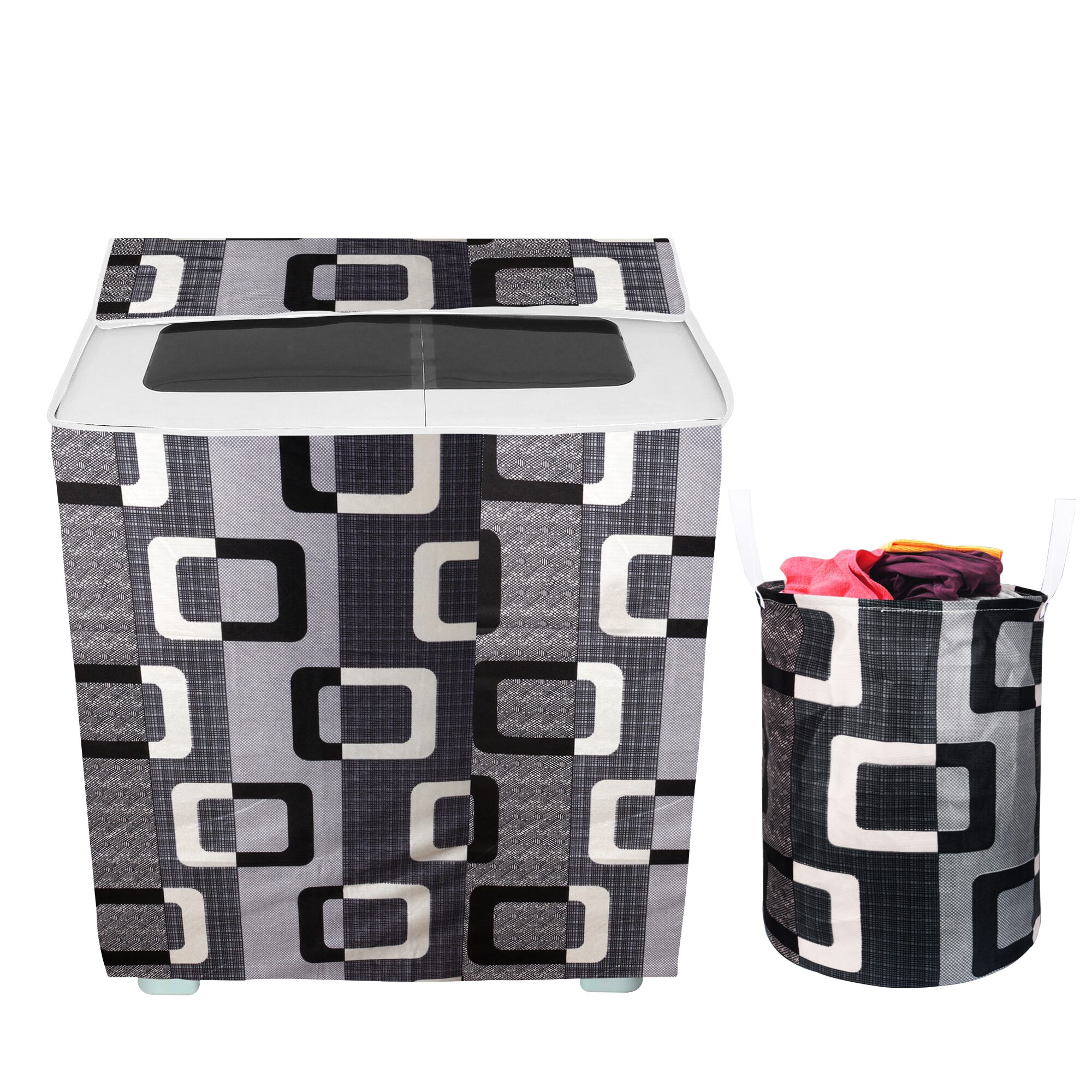 

E-Retailer Combo of Polyester Semi-Automatic Washing Machine Cover And 1 Laundry Bag (Black Set of 2)