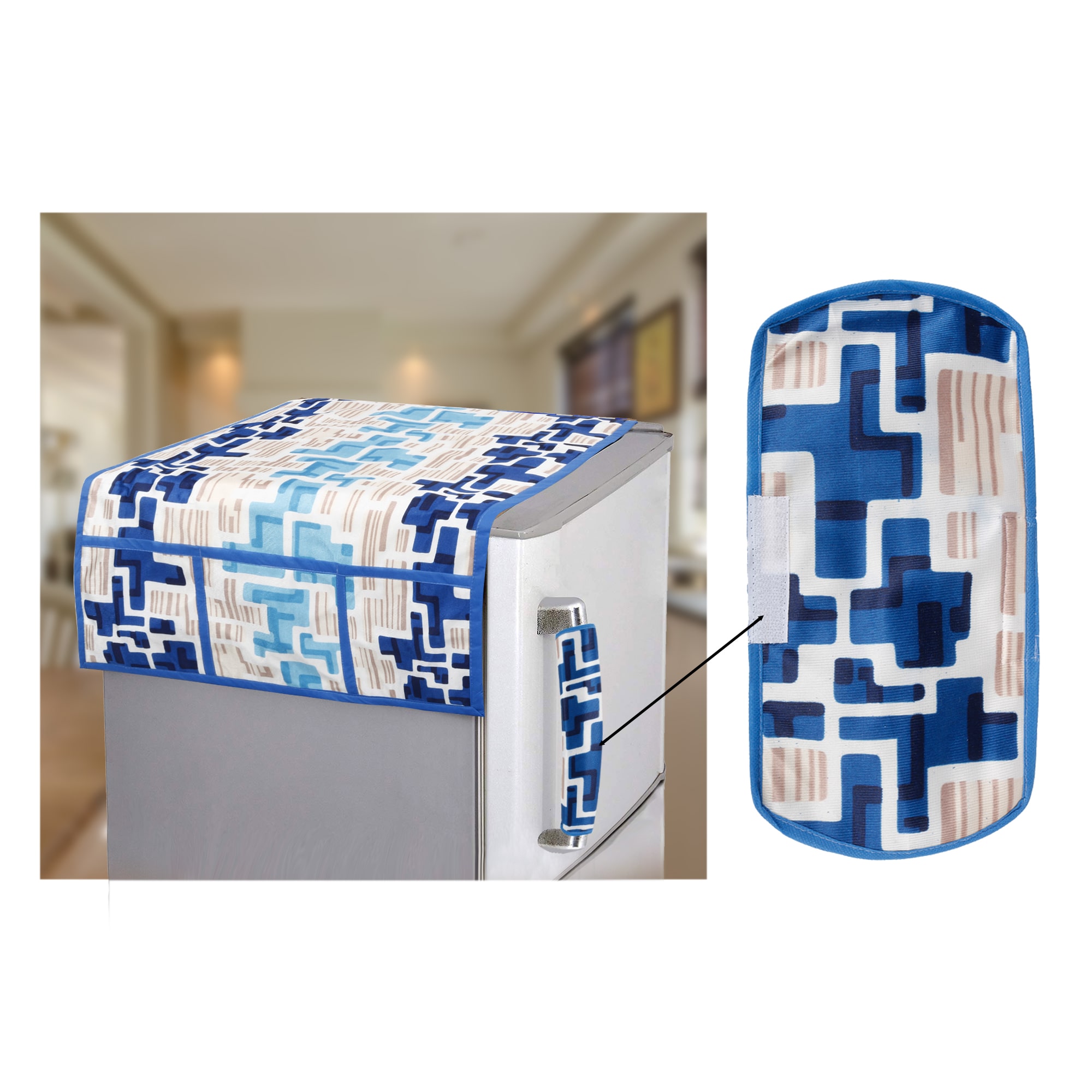 

E-Retailer Combo Set of Polyester 3-Layered Fridge Top Cover and 1 Pc Fridge Handle Cover