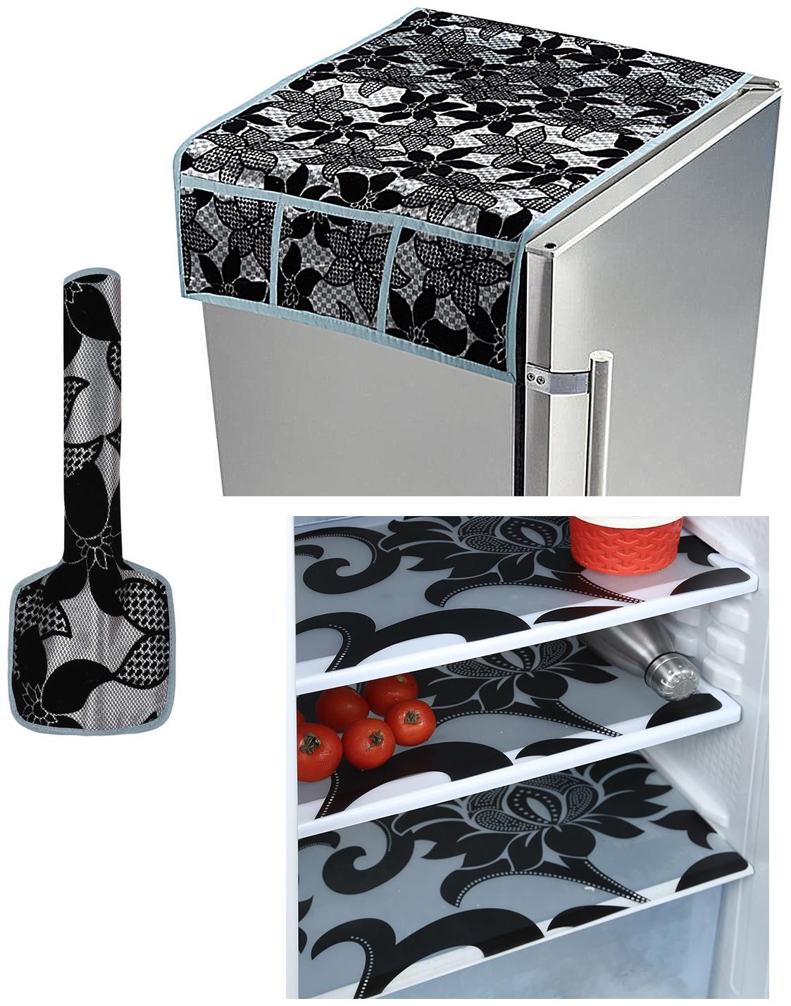 

E-Retailer Combo of Refridgerator Cover(1 Pc) Fridge Handle Cover(1 Pc) Fridge Mat(3 Pcs)(Color-Multi Size- Universal)