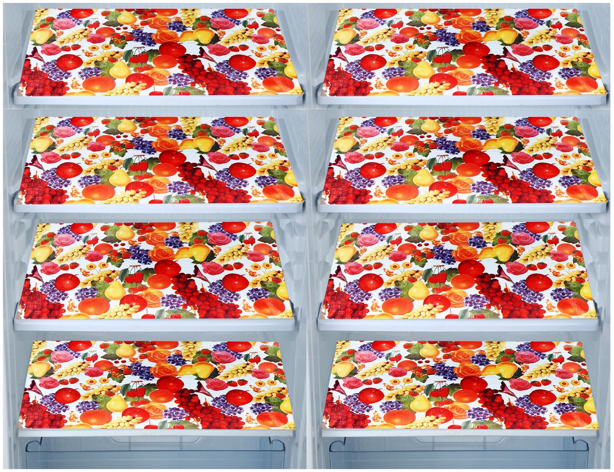 

E-Retailer Combo of Waterproof PVC Refrigerator Drawer Mats Fridge Mats Multi Purpose Mats (MultiColor Size 44x29 cm Set of 8 Pcs)