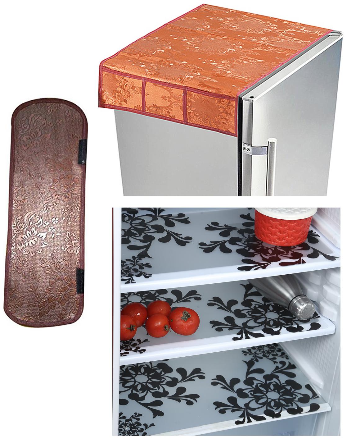 

E-Retailer Combo of Refridgerator Cover(1 Pc) Fridge Handle Cover(1 Pc) Fridge Mat(3 Pcs)(Color-Multi Size- Universal)