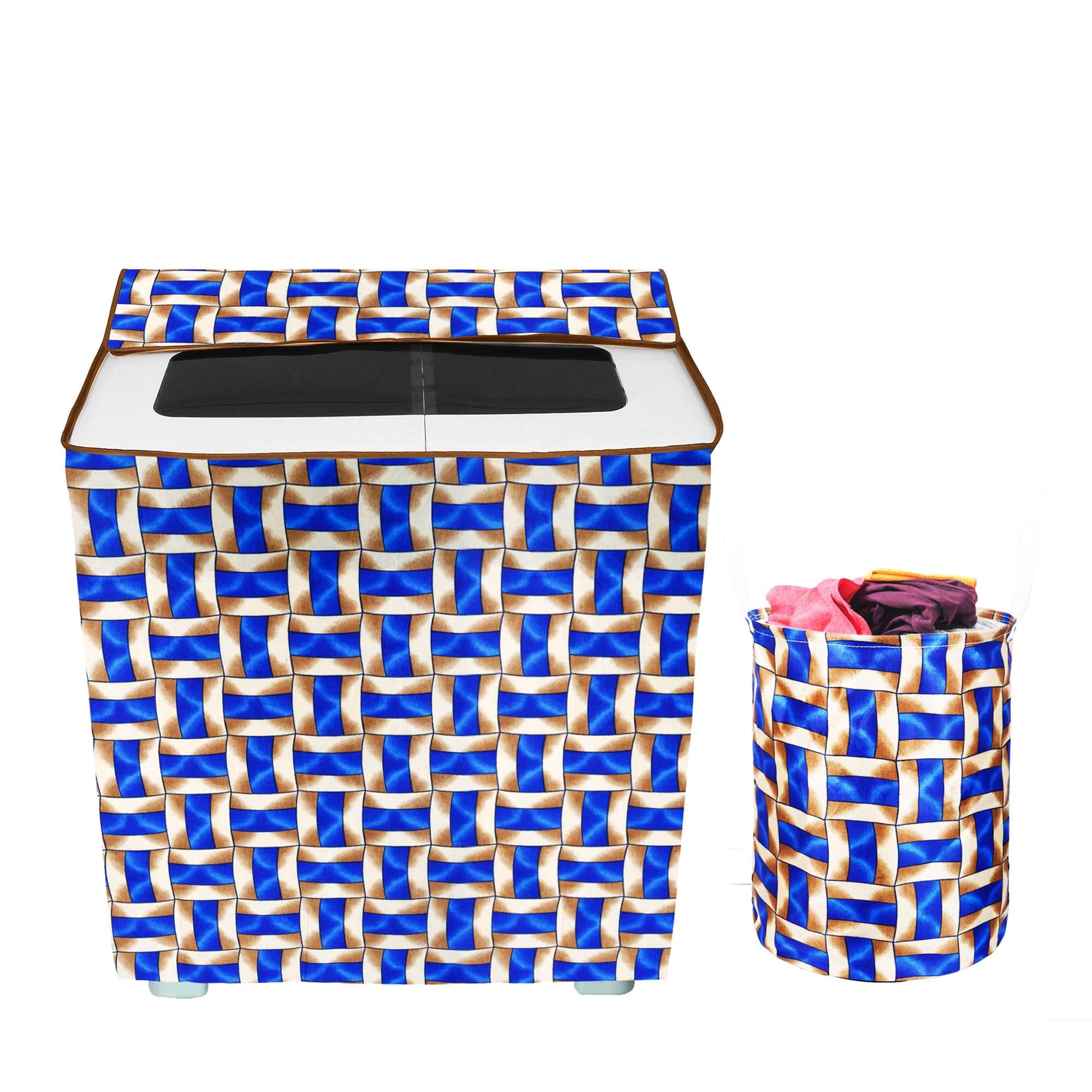 

E-Retailer Combo of Polyester Semi-Automatic Washing Machine Cover And 1 Laundry Bag (Blue Set of 2)