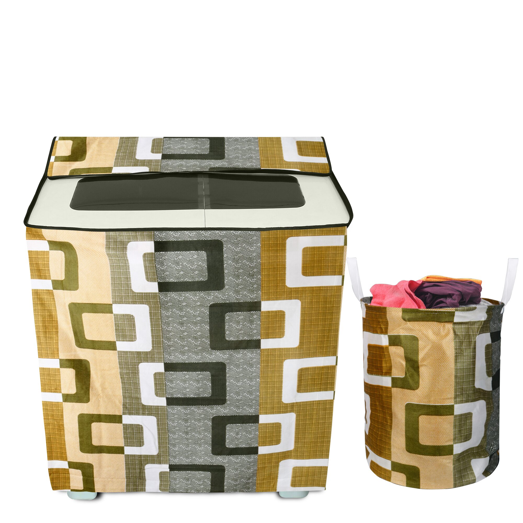 

E-Retailer Combo of Polyester Semi-Automatic Washing Machine Cover And 1 Laundry Bag (Green Set of 2)