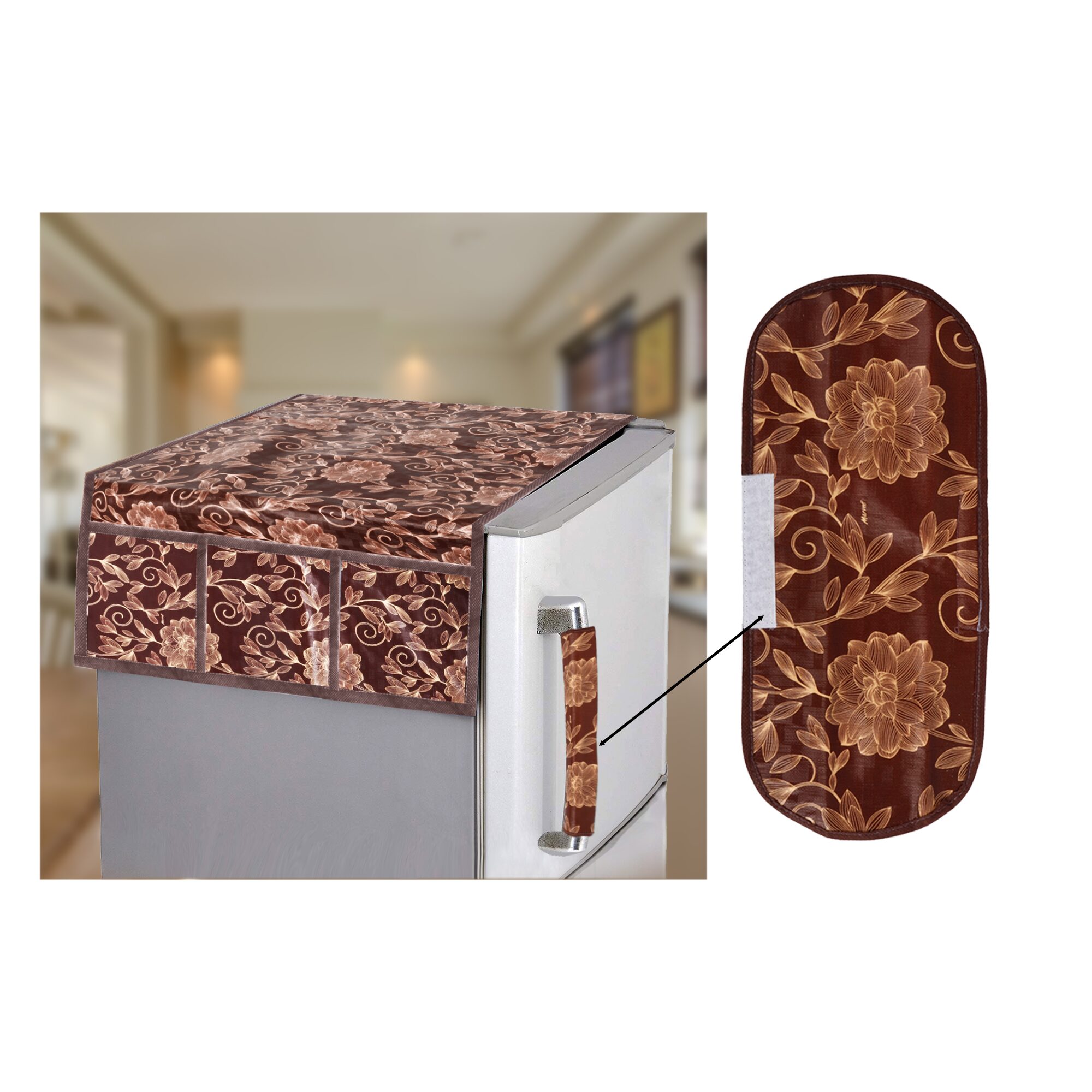

E-Retailer Combo Set of PVC Waterproof 3-Layered Fridge Top Cover and 1 Pc Fridge Handle Cover