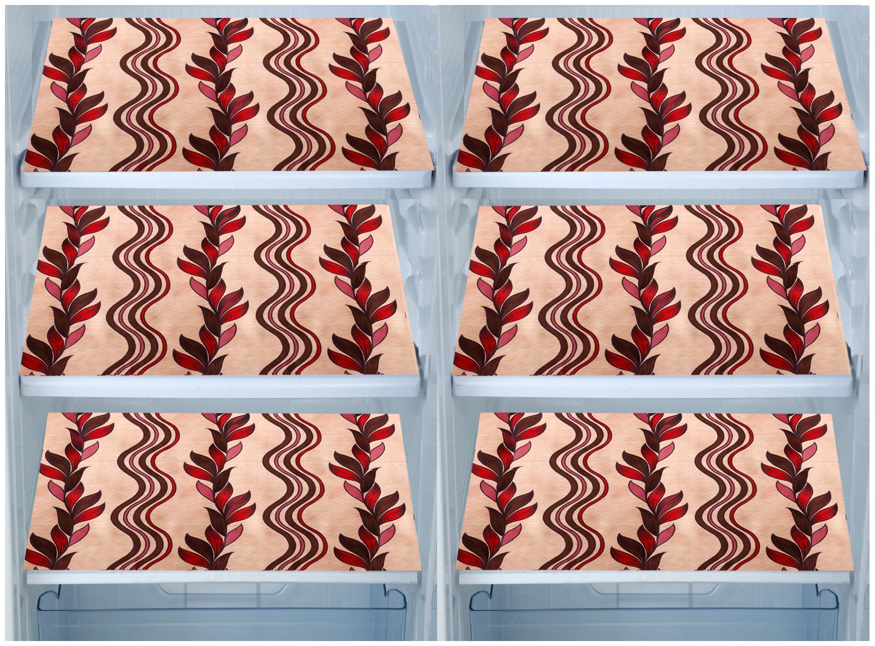

E-Retailer Combo of Waterproof PVC Refrigerator Drawer Mats Fridge Mats Multi Purpose Mats (GoldenRed Size 44x29 cm Set of 6 Pcs)