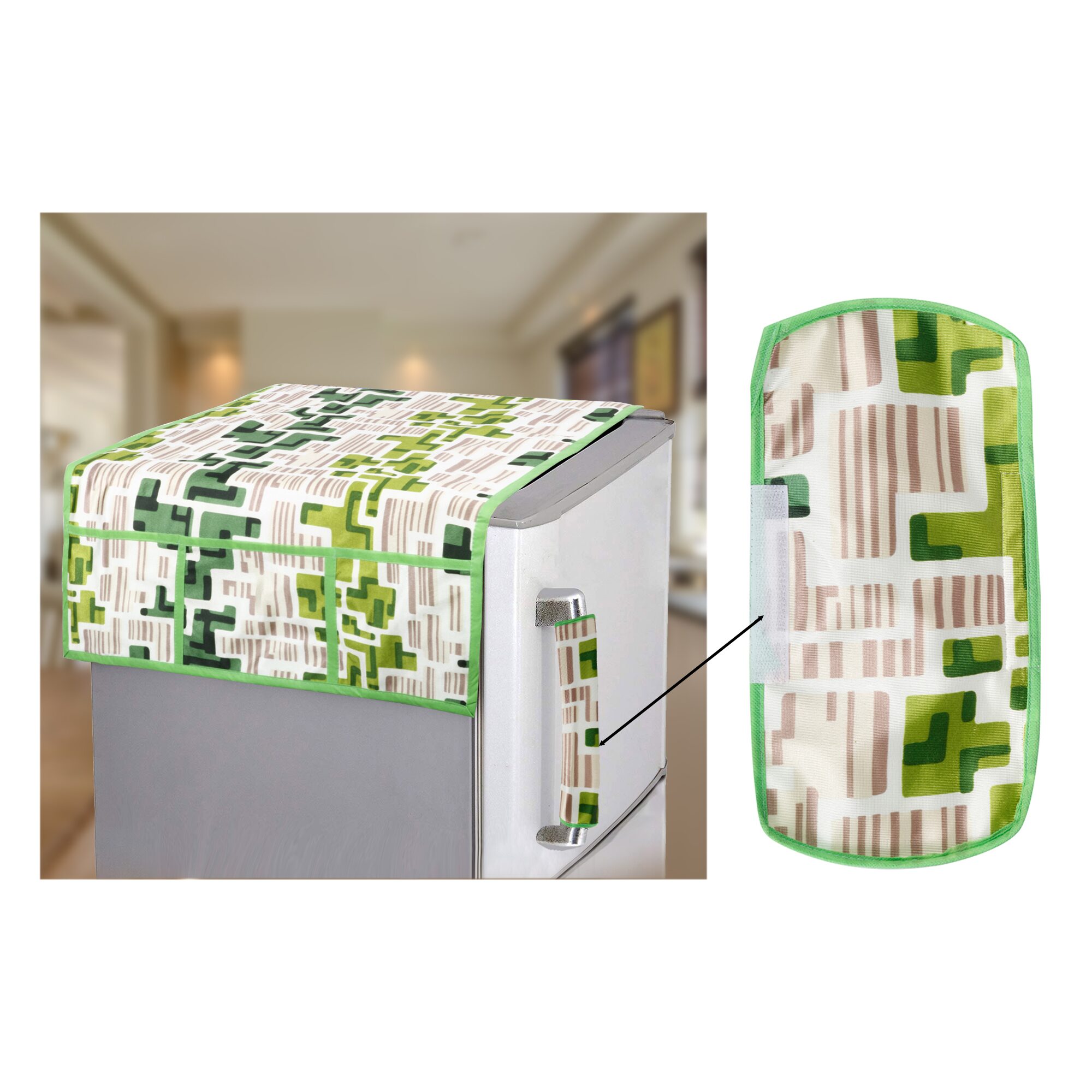

E-Retailer Combo Set of Polyester 3-Layered Fridge Top Cover and 1 Pc Fridge Handle Cover