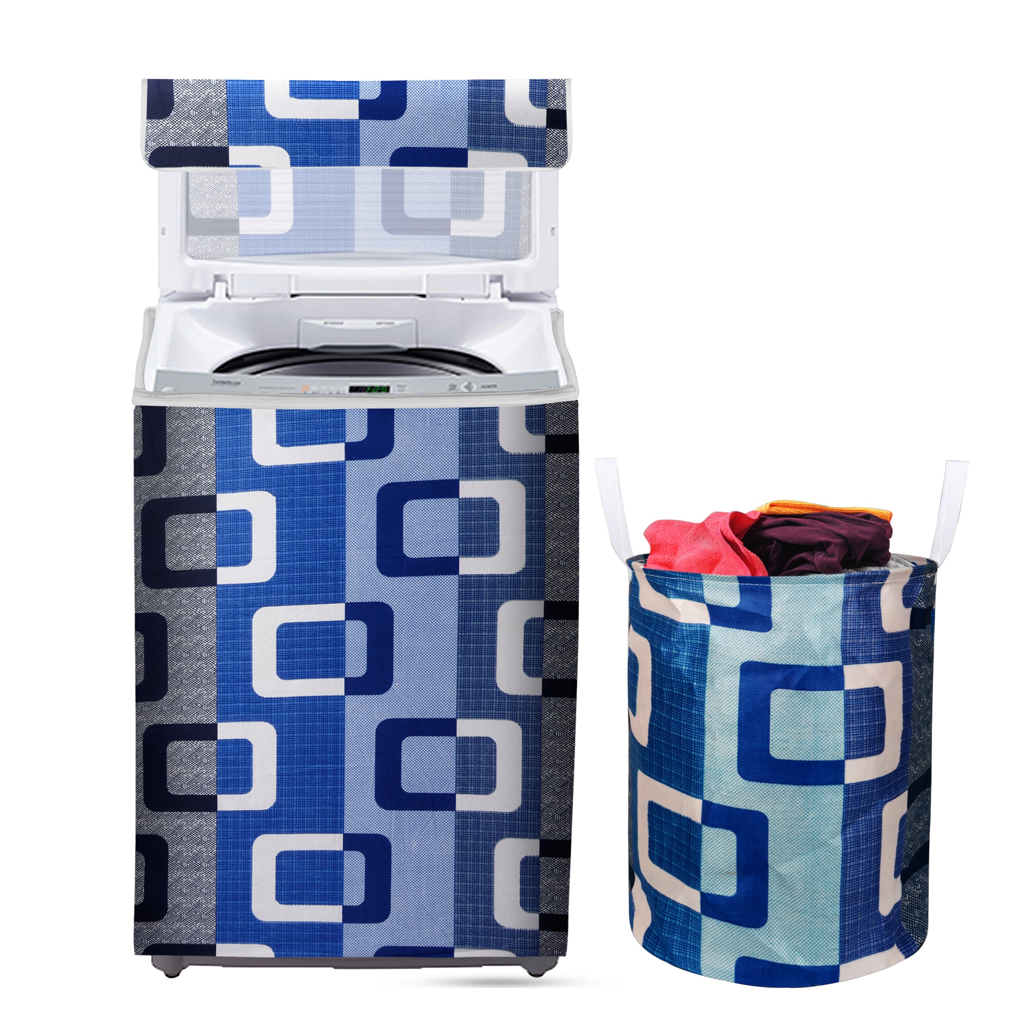 

E-Retailer Combo of Polyester Top Load Washing Machine Cover And 1 Laundry Bag (Blue Set of 2)