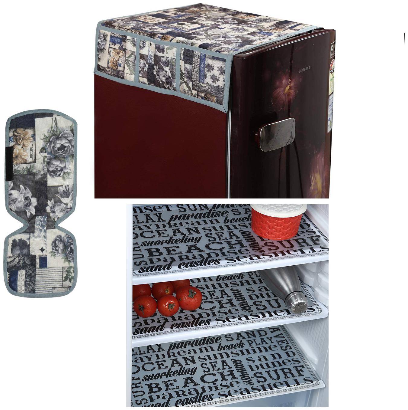 

E-Retailer Combo of Refridgerator Cover(1 Pc) Fridge Handle Cover(1 Pc) Fridge Mat(3 Pcs)(Color-Multi Size- Universal)