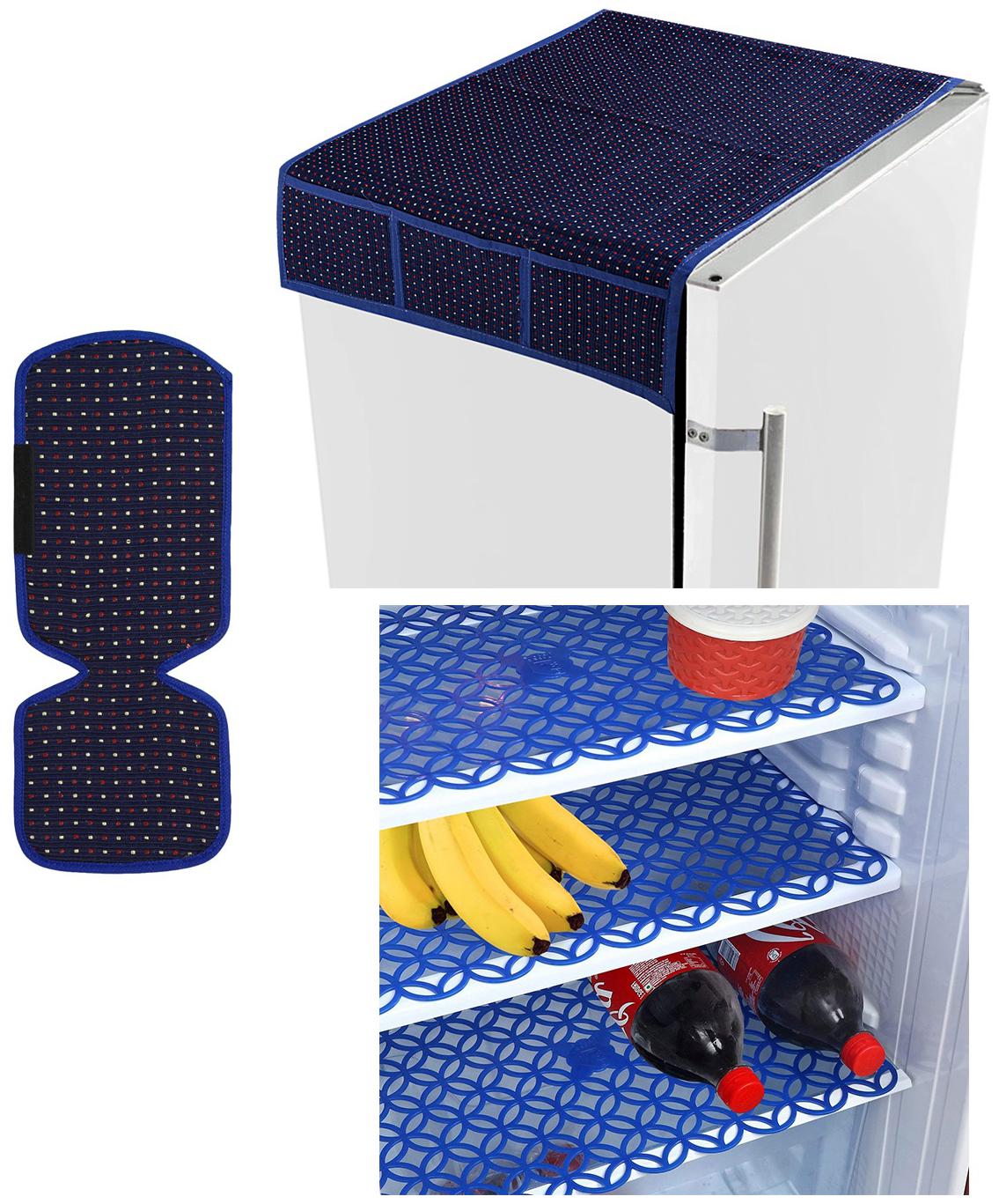 

E-Retailer Combo of Refridgerator Cover(1 Pc) Fridge Handle Cover(1 Pc) Fridge Mat(3 Pcs)(Color-Multi Size- Universal)