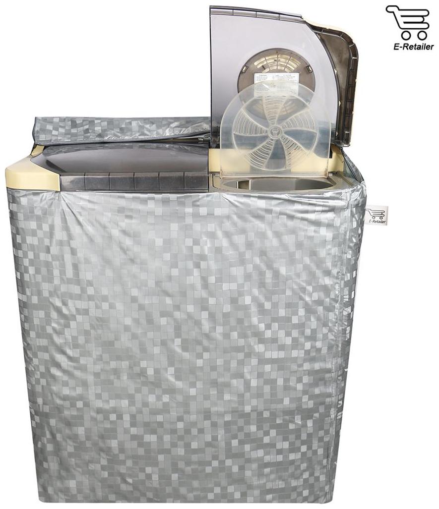 

E-Retailer Classic Silver Colour With Square Design Semi-Automatic Washing Machine Cover 5 kg To 8 kg Capacity